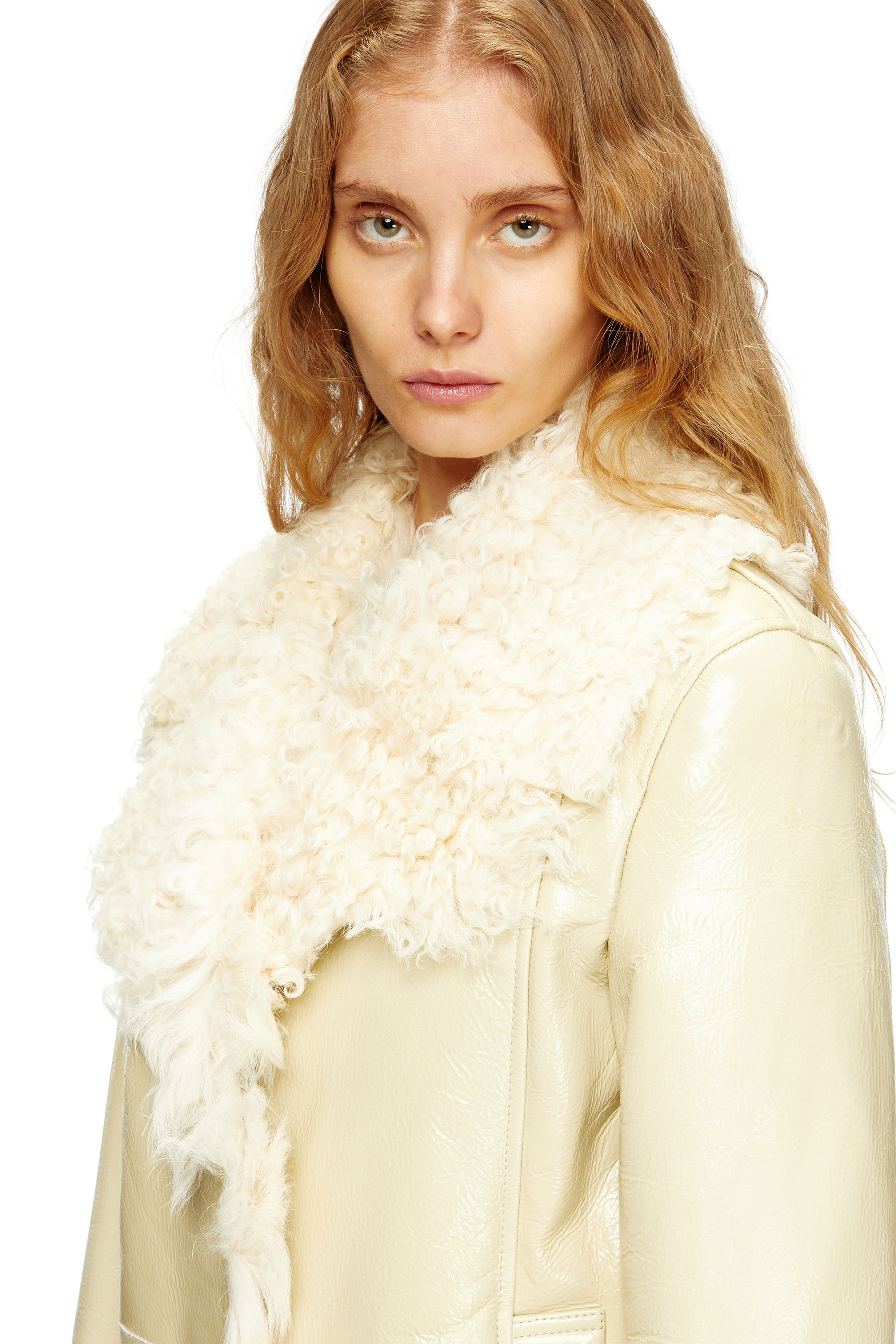 Diesel - L-ACONIC, Woman's Patent shearling jacket in Beige - 5