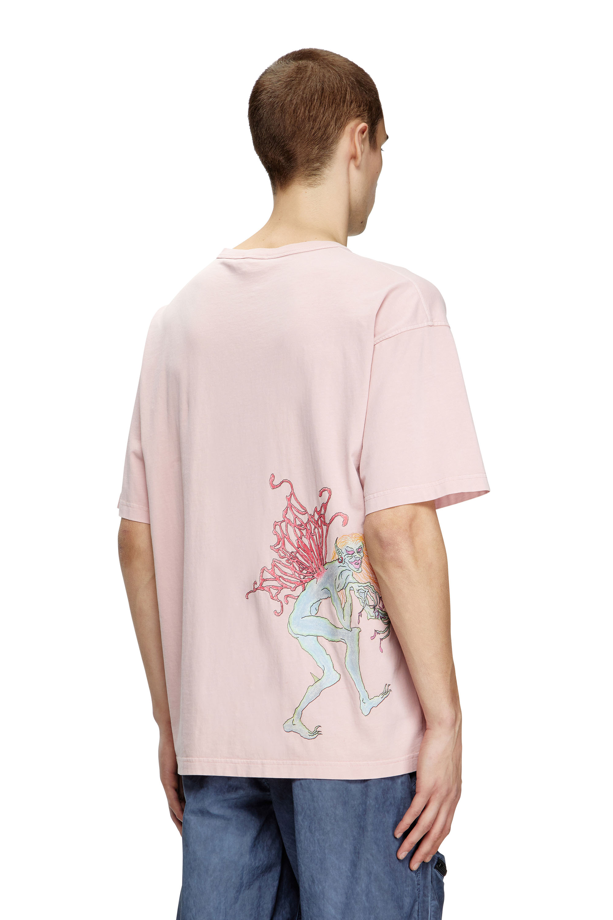 Diesel - T-BOXT-R28, Man's T-shirt with tattoo graphics in Pink - 4