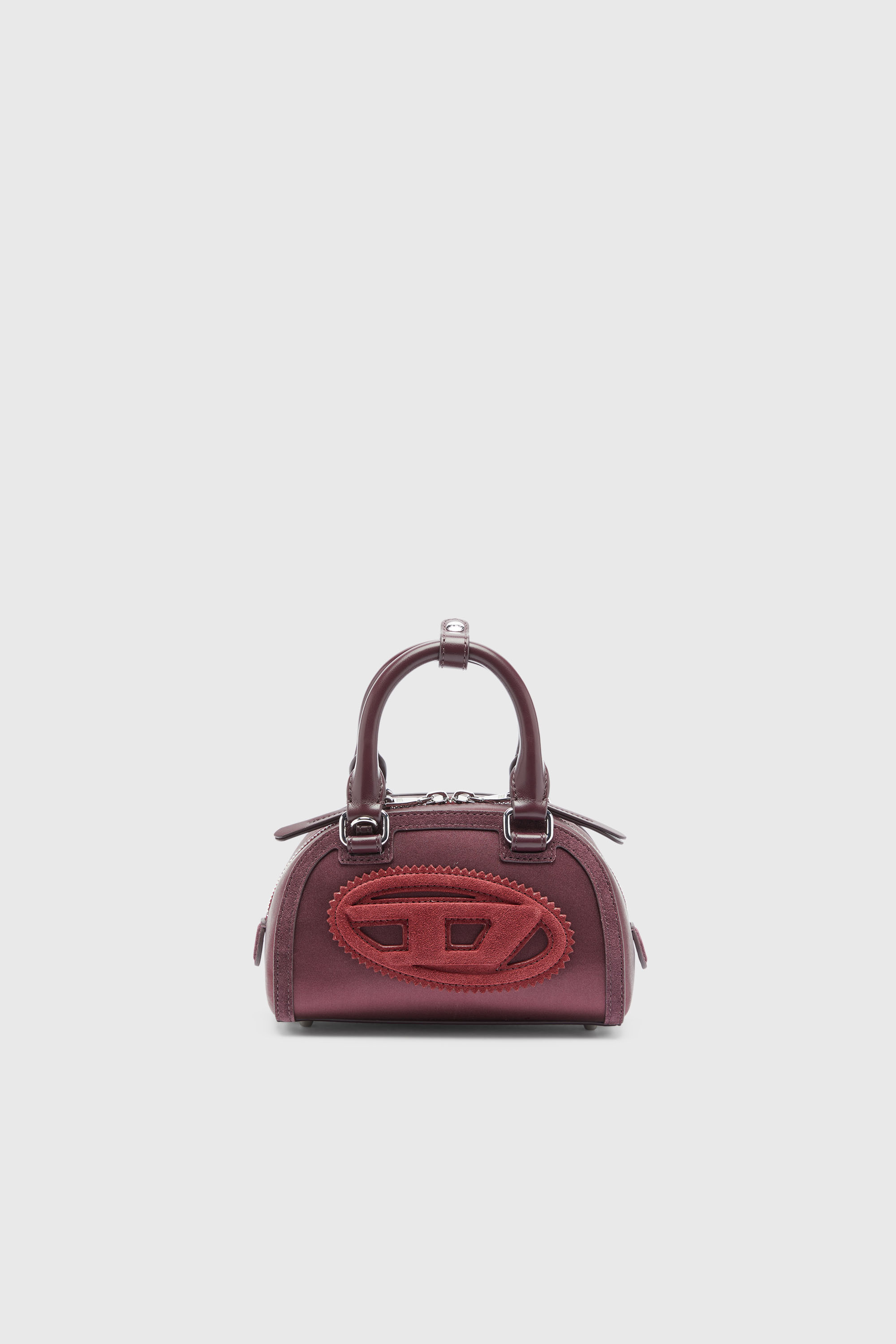Diesel - 1DR DOME CROSSBODY, Woman's 1DR Dome - Small bowling bag in satin and suede in Burgundy - 2