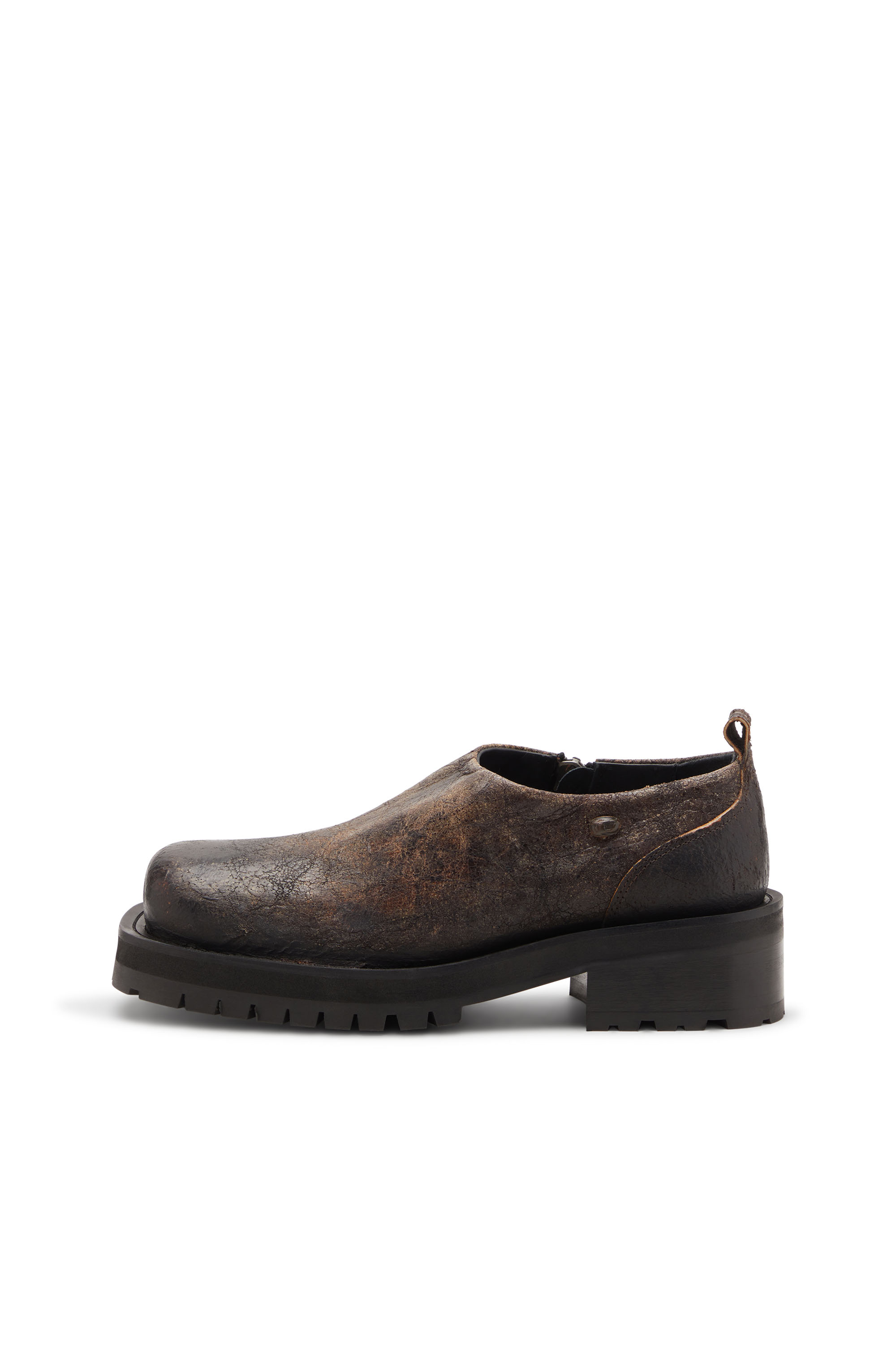 Diesel - D-TEXAN CLOG, Man's D-Texan-Zipped shoes in distressed crackled suede in Brown - 7