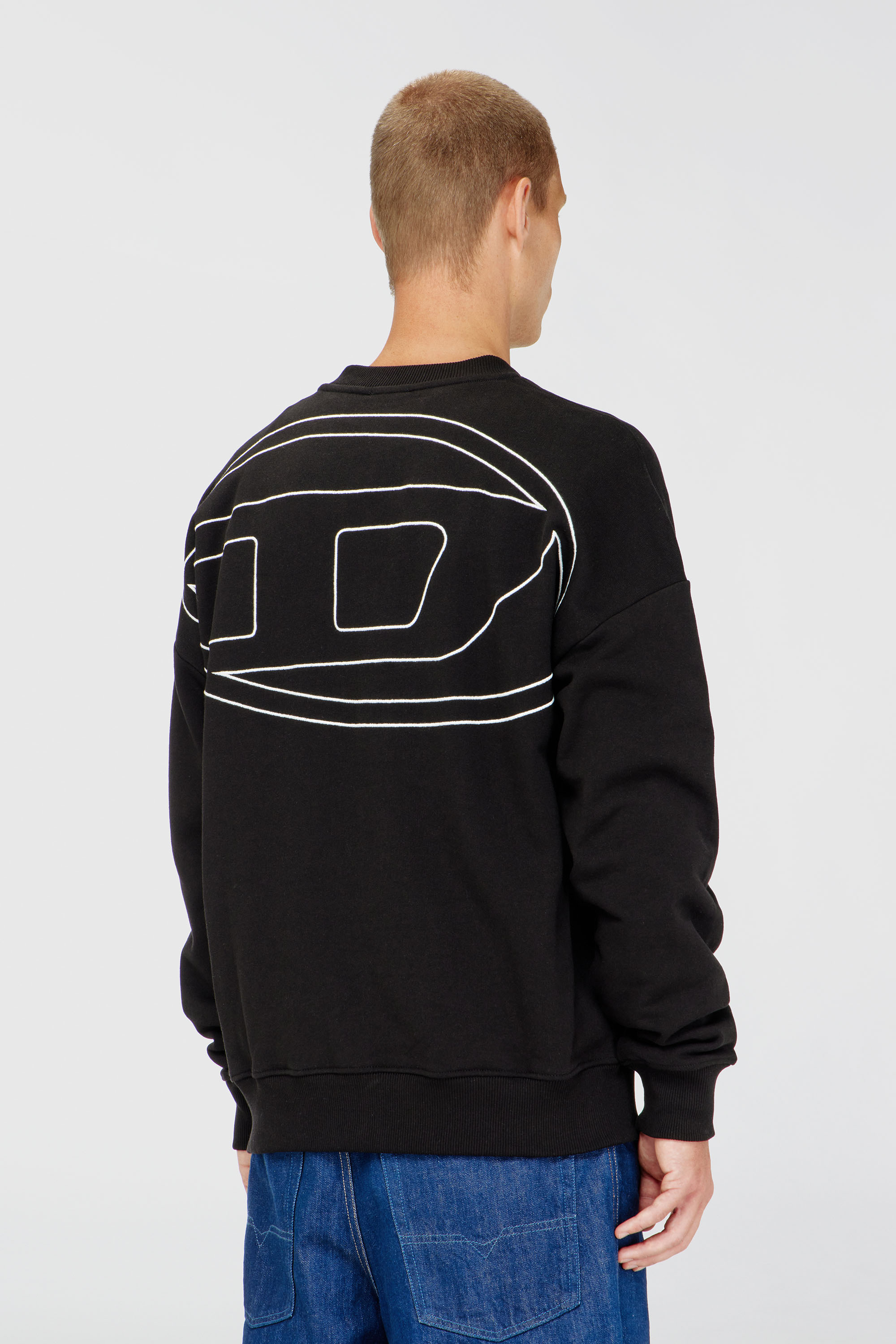 Men's Sweatshirt with logo embroidery | Black | Diesel HU