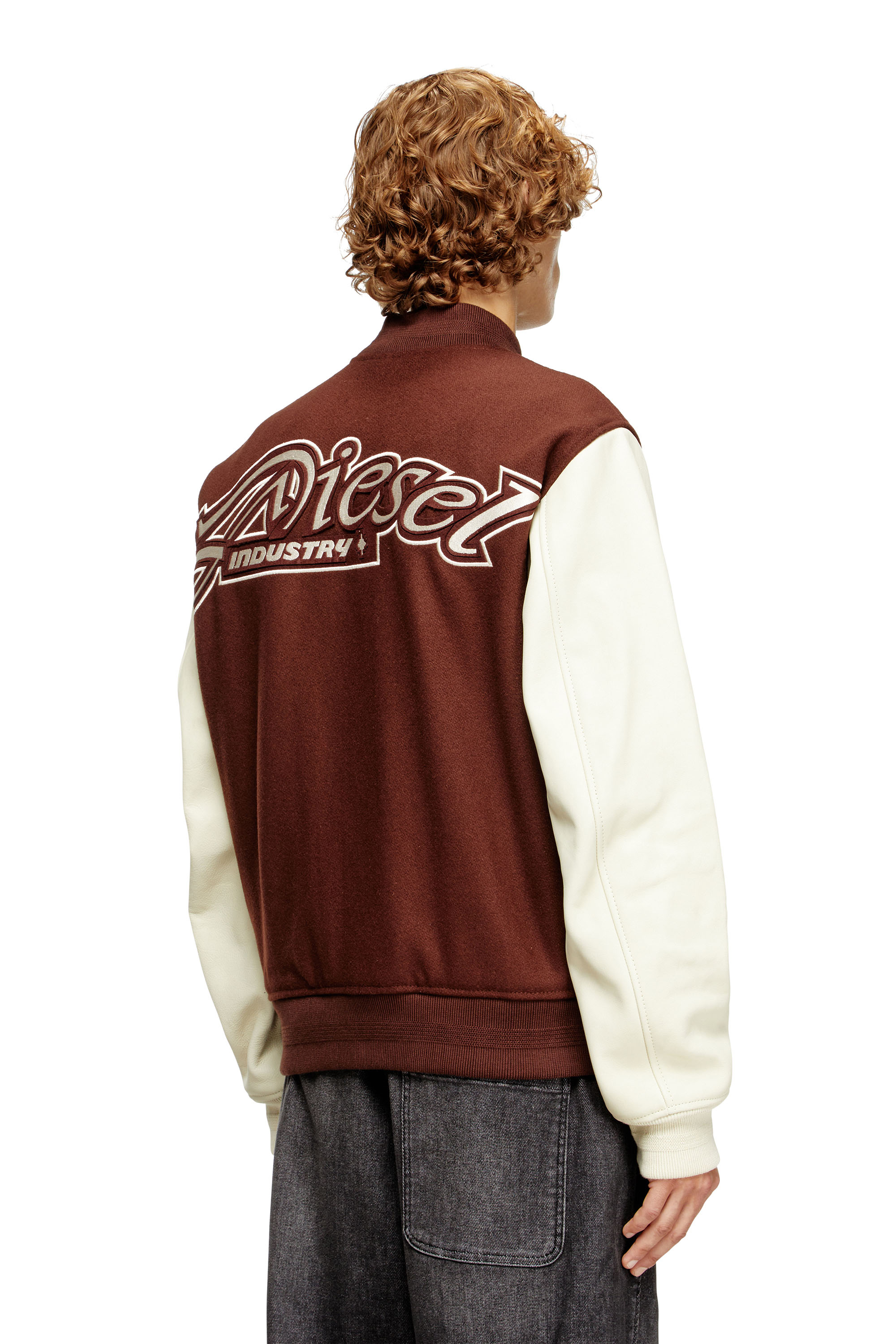 L-KOPF, Brown Diesel - L-KOPF, Man's Padded bomber jacket in wool and leather in Brown - 4