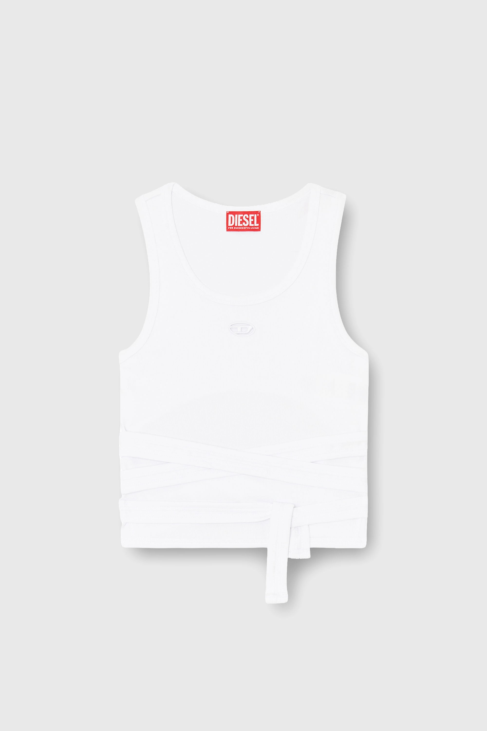 Diesel - T-ANKY-TAIL-S1, Woman's Crop top with wrap-around laces in White - 2