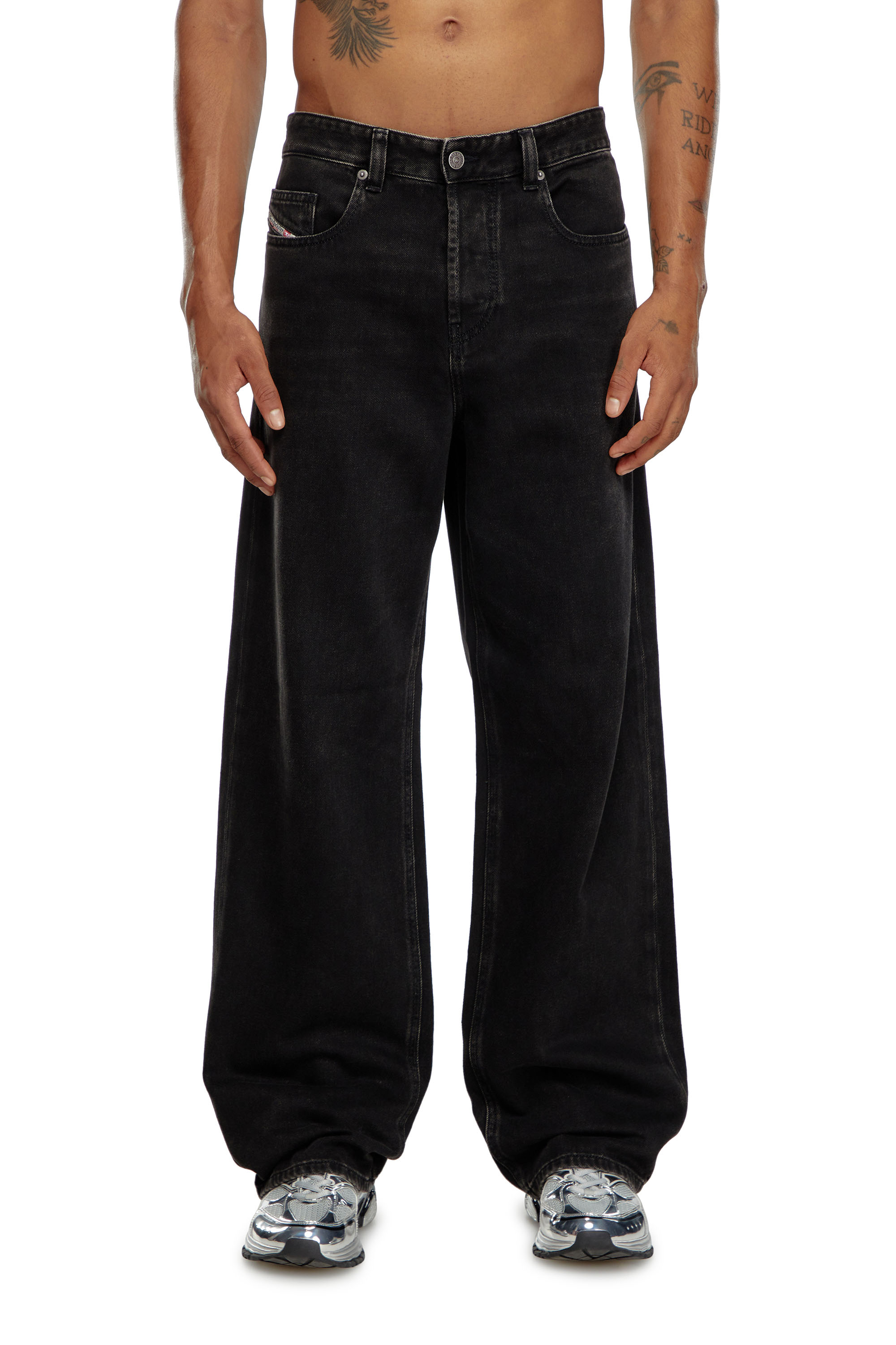 Diesel - Man Straight Jeans 2001 D-Macro 09I35, Black/Dark grey - Image 2