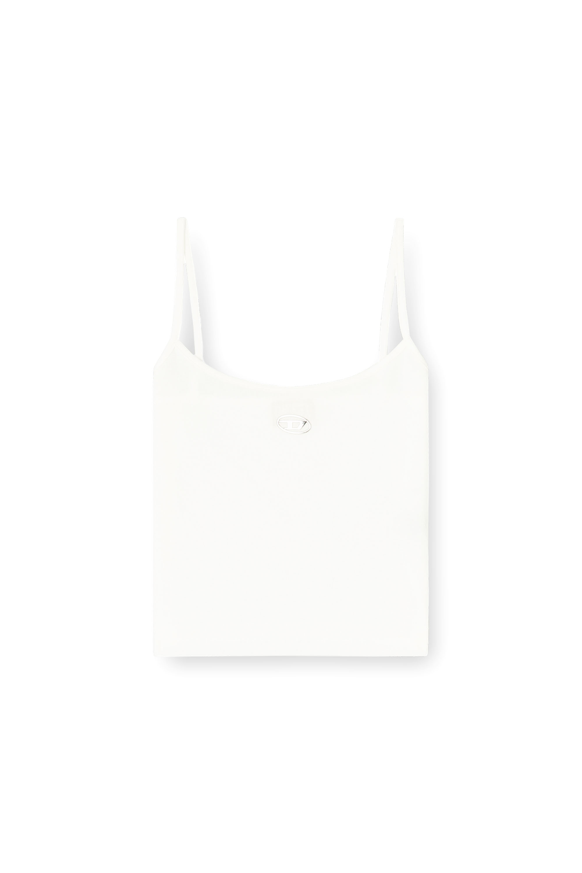 Diesel - T-HUPY-OD, Woman's Ribbed top with metallic Oval D in White - 2