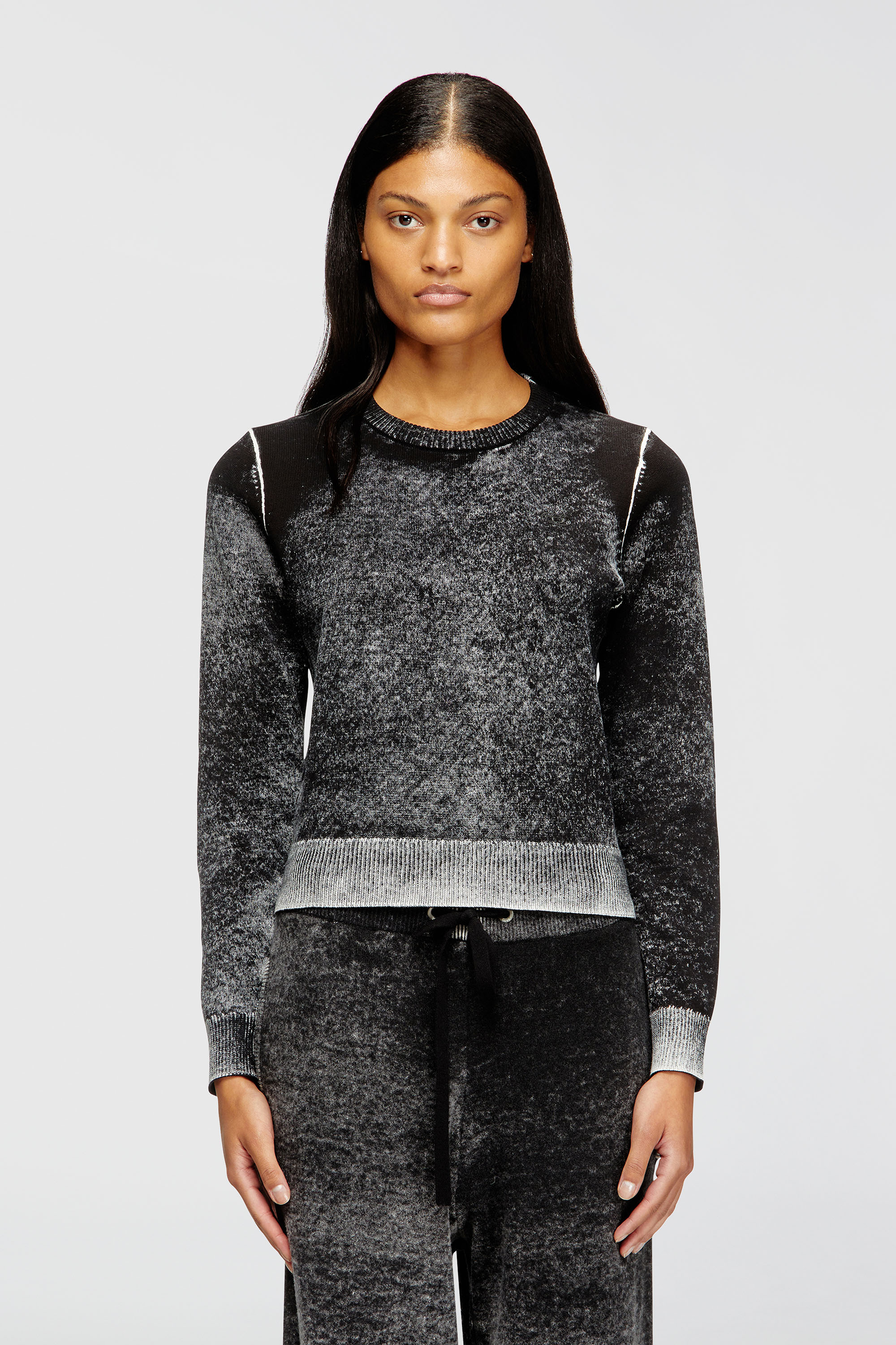 Diesel - M-LOVRE, Woman's Jumper with faded reverse print in Grey/Black - 2