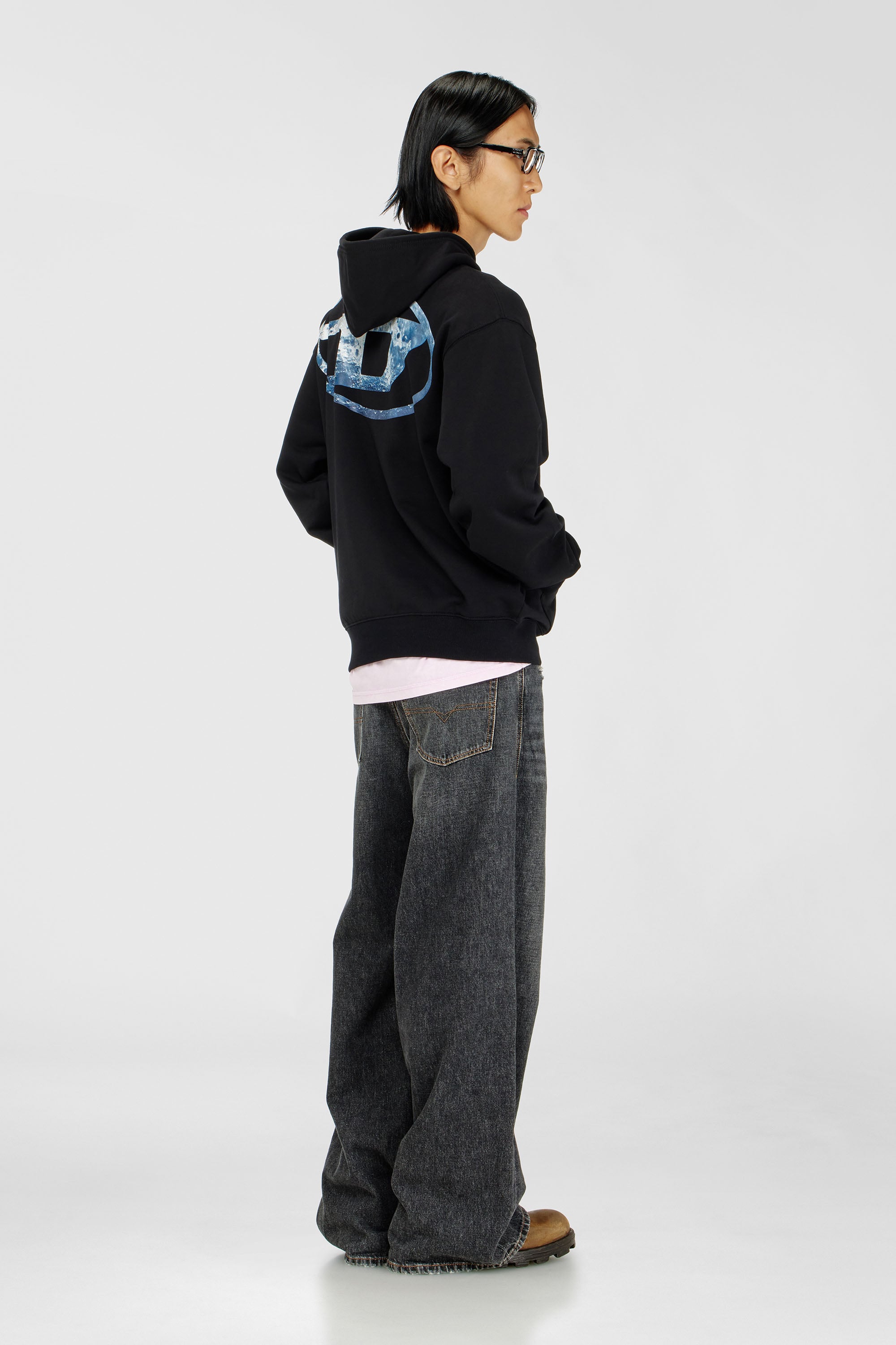Diesel - S-LUK-H-MOON-T92, Man's Hoodie with Oval D logo in Black - 2
