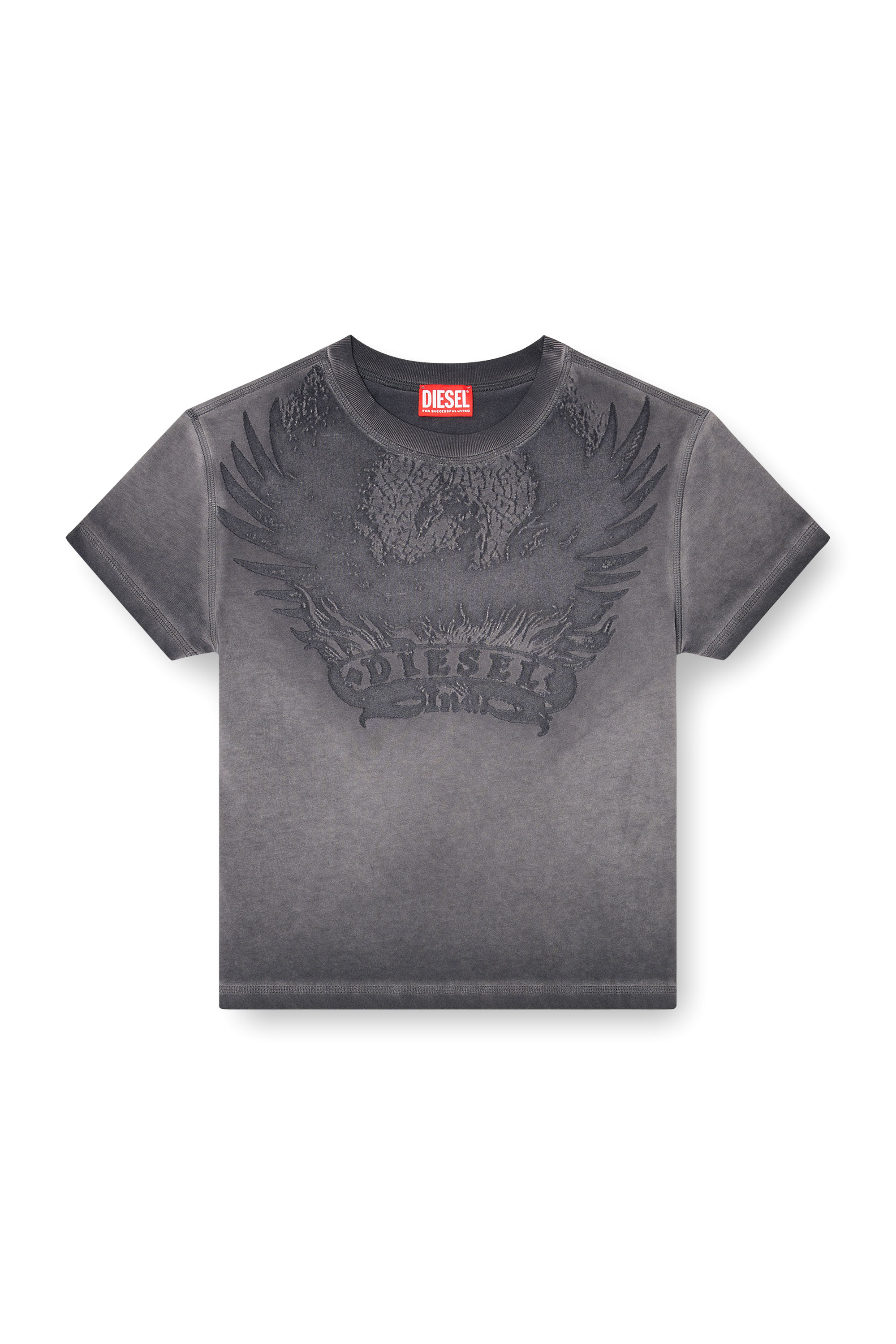 Diesel - T-ILA-AA7, Woman's Slim T-shirt with d&eacute;vor&eacute; Phoenix in Grey - 3