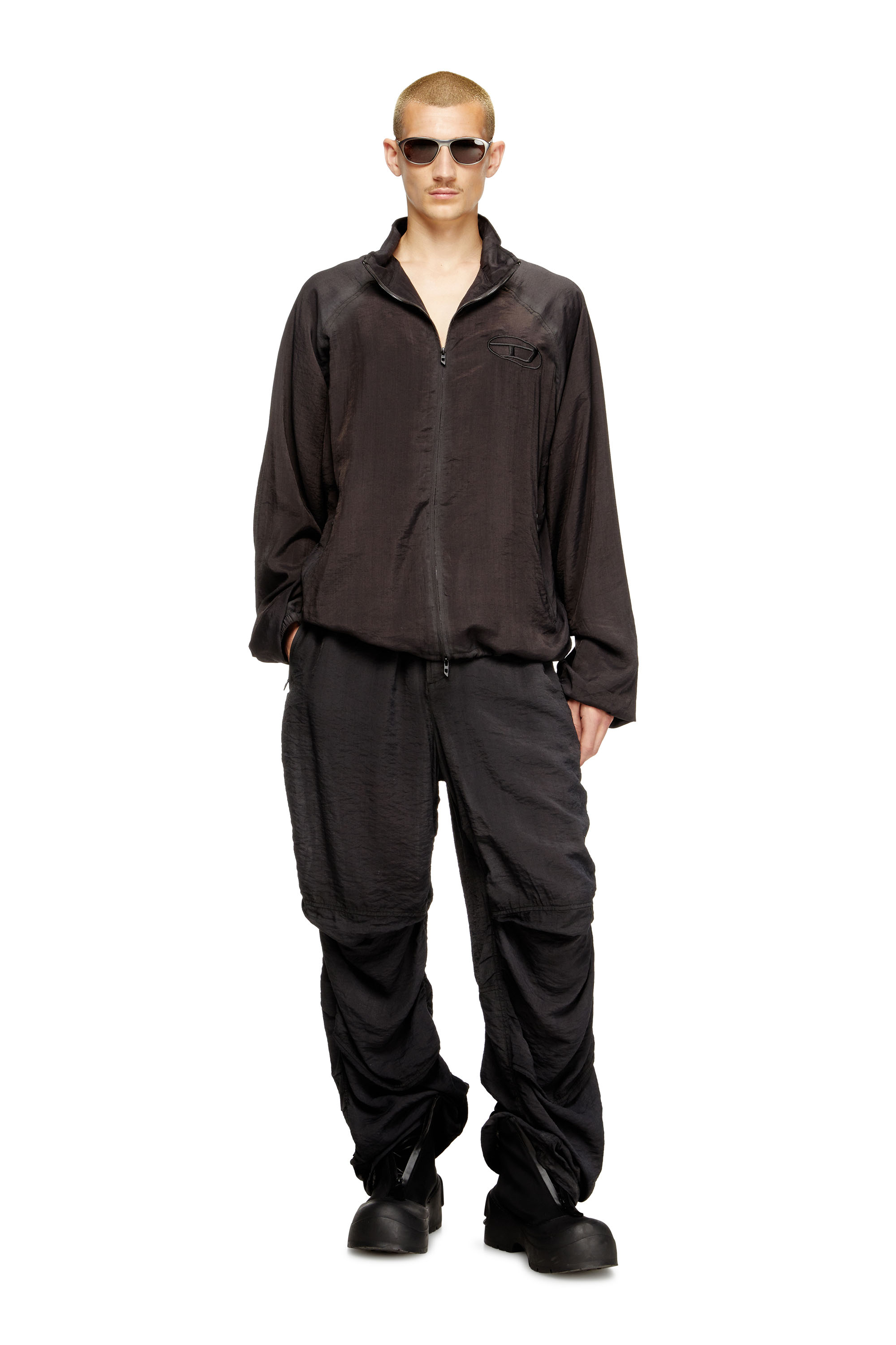 J-HENRI-SOUVENIR, Dark grey Diesel - J-HENRI-SOUVENIR, Man's Souvenir-style embroidered track jacket in Dark grey - 1