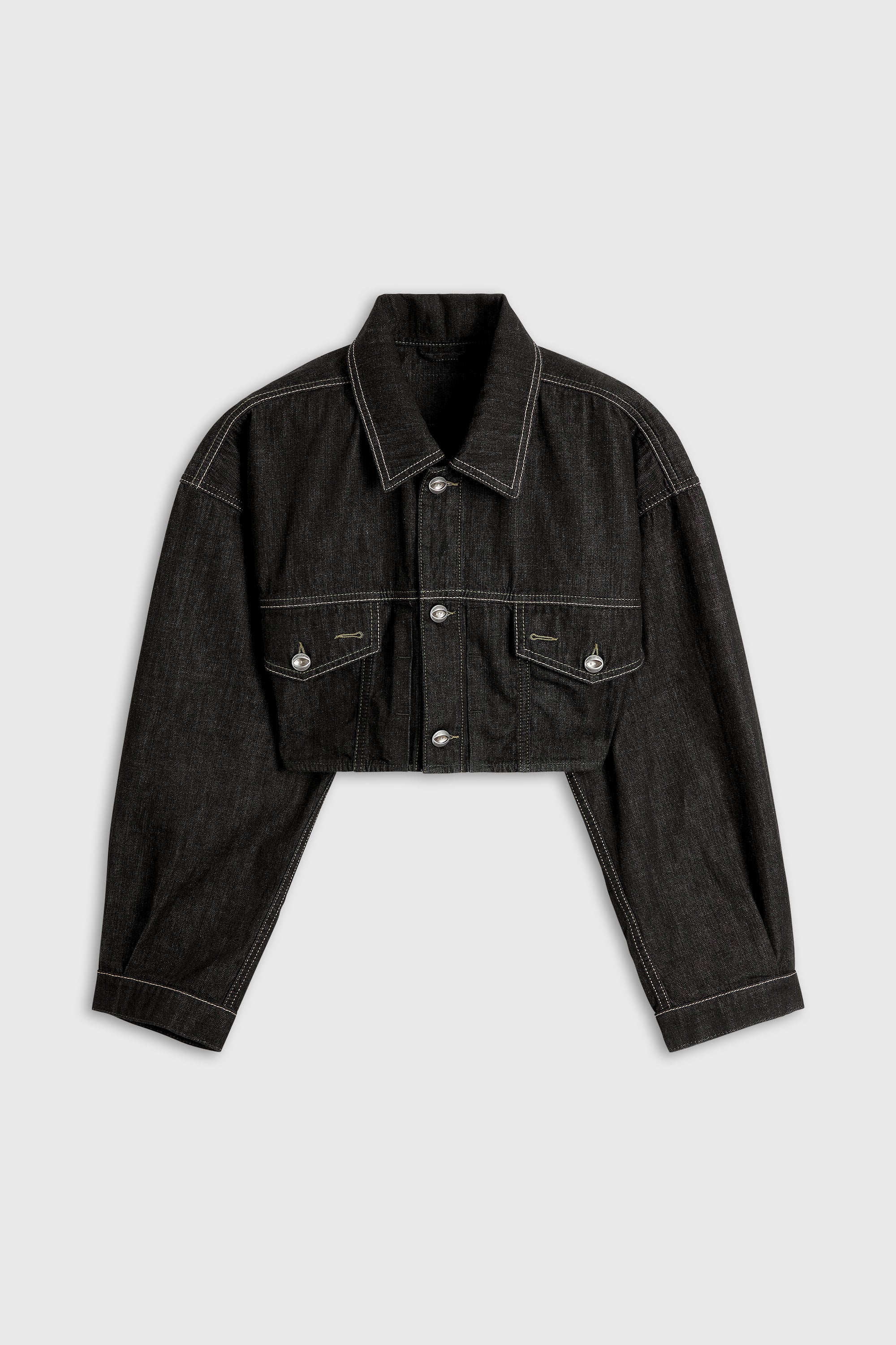 Diesel - DE-MALLEY, Woman's Oversized cropped trucker jacket in rinse denim in Black - 2