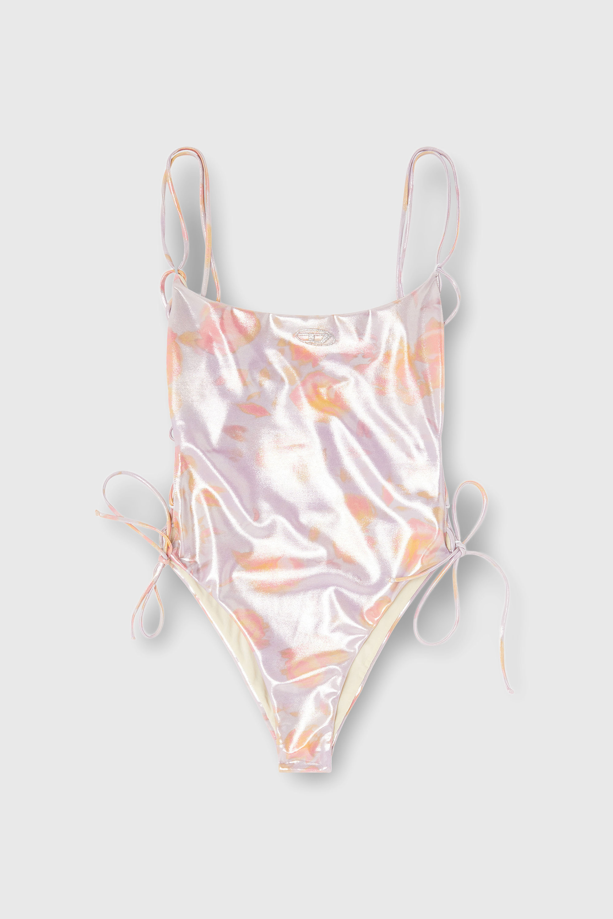 Diesel - REGAN-UTLT, Woman's Floral metallic lace-up swimsuit in Lilac - 4