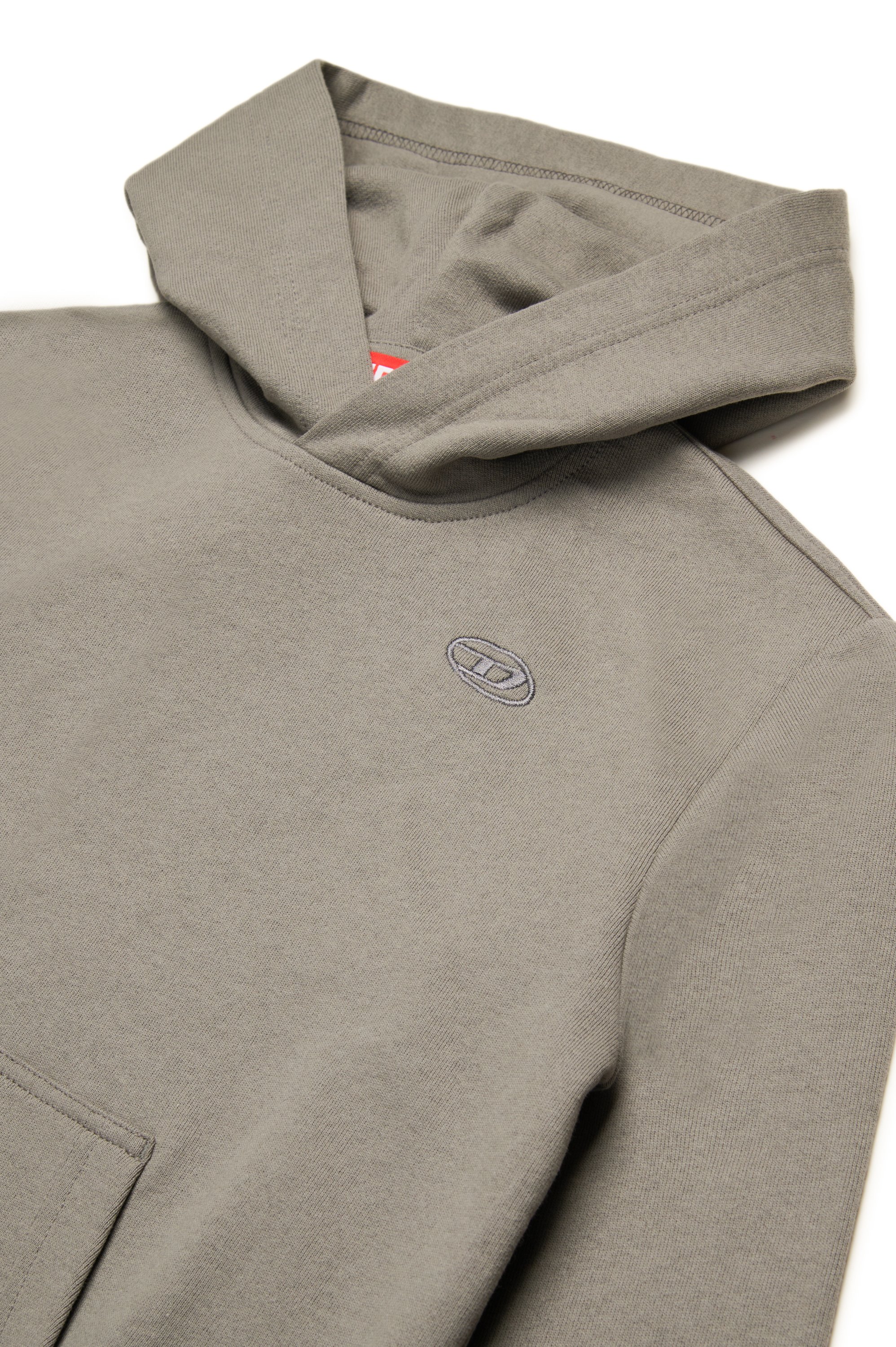 Diesel - SMACSHOODMEGOVALD OVER, Man's Hoodie with mega Oval D embroidery in Grey - 3