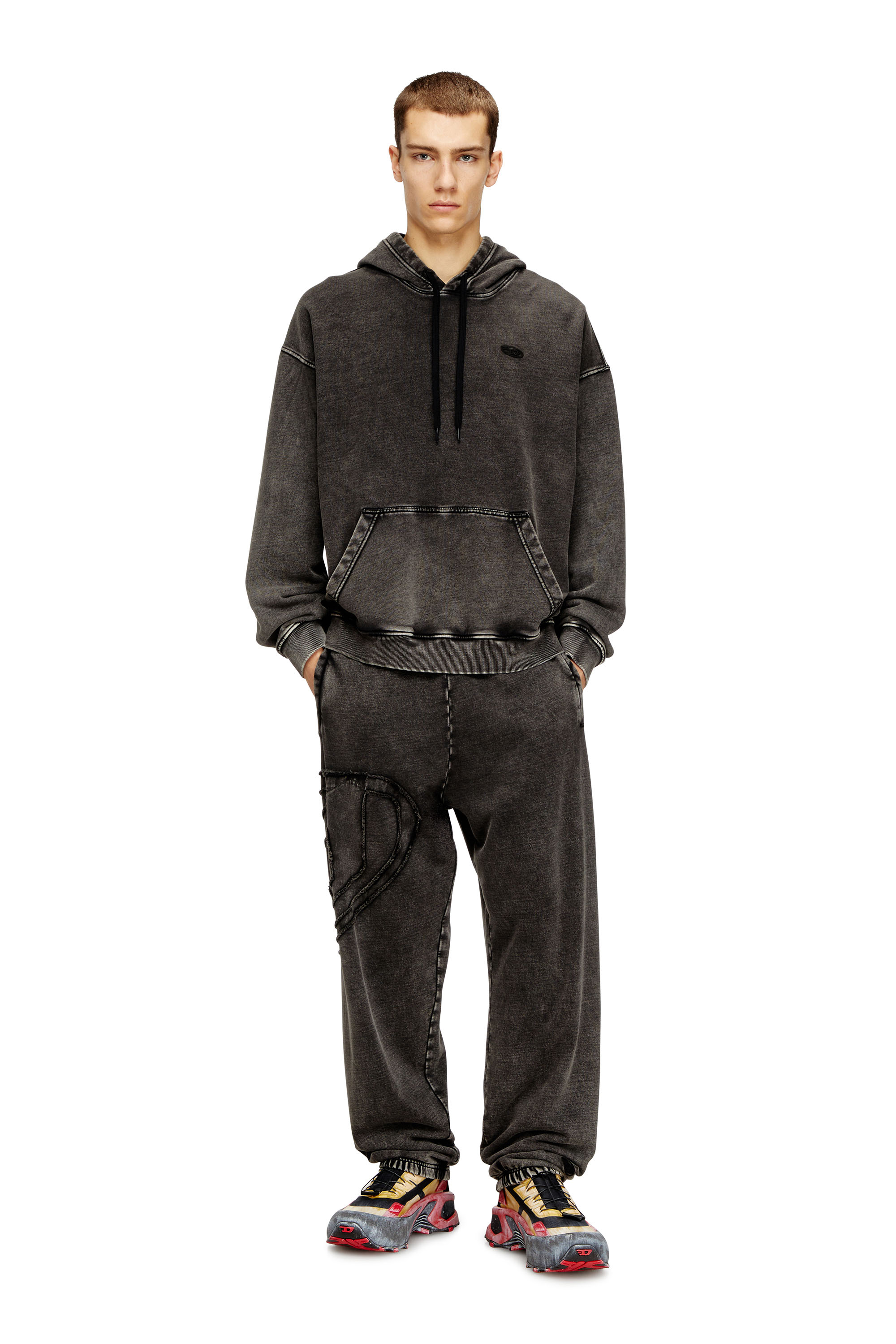 Diesel - P-MARKY-DEN, Man's Organic cotton sweatpants with Oval D patch in Dark grey - 2