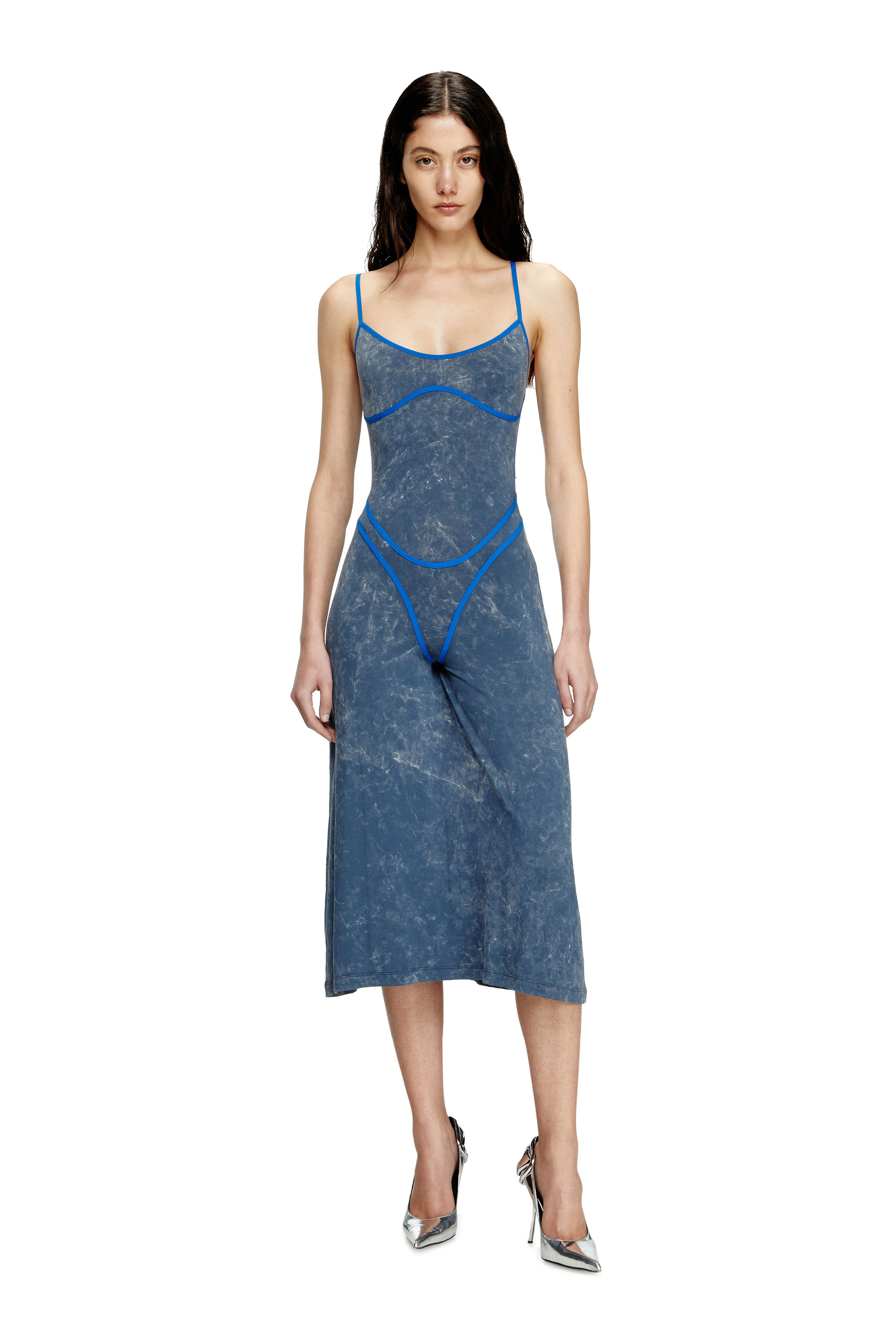 Diesel - D-WOW, Woman's Strappy dress with underwear detail in Blue - 1