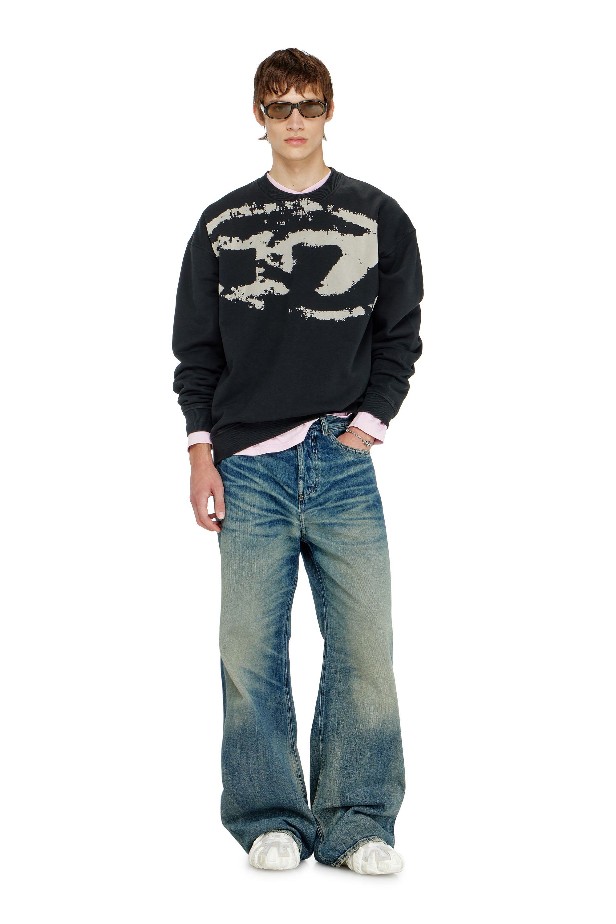 Diesel - S-BOXT-N5, Man's Cotton sweatshirt with flocked Oval D in null - 1