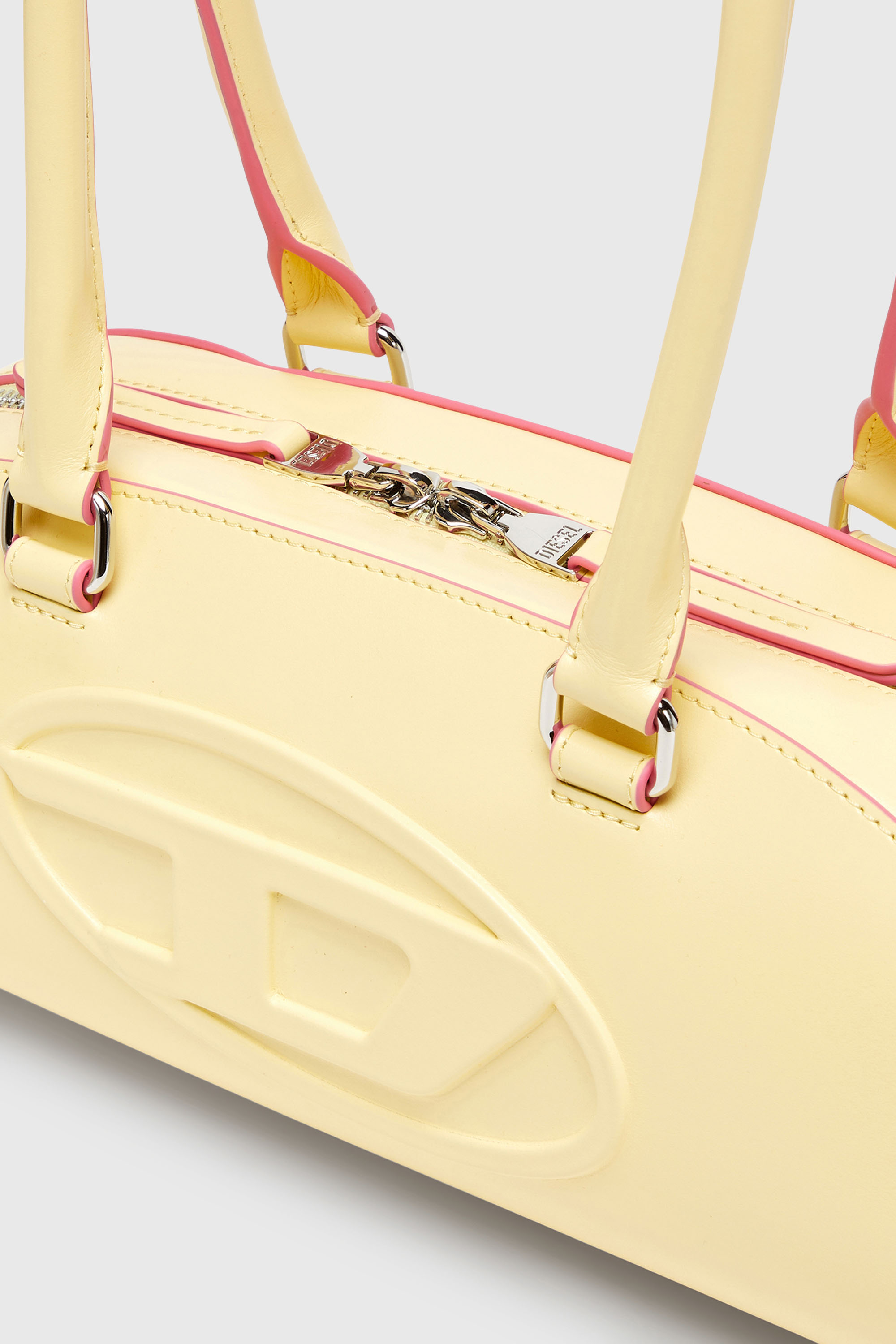Diesel - 1DR DOME SHOULDER EW, Woman's 1DR Dome - Elongated bowling bag in leather in Yellow - 5