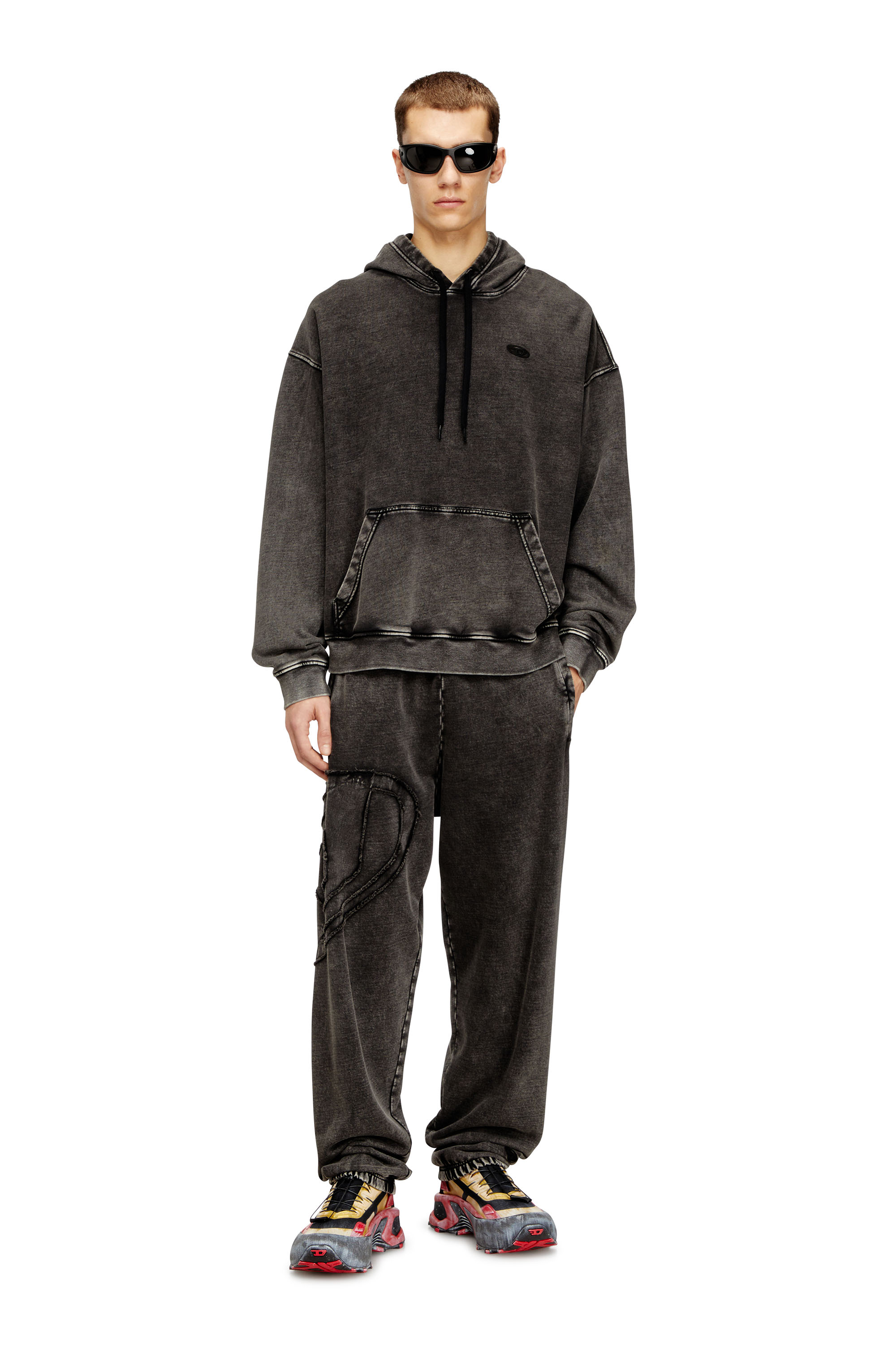 Diesel - S-BOXT-HOOD-DEN, Man's Hoodie with raw-cut back patch in Dark grey - 2