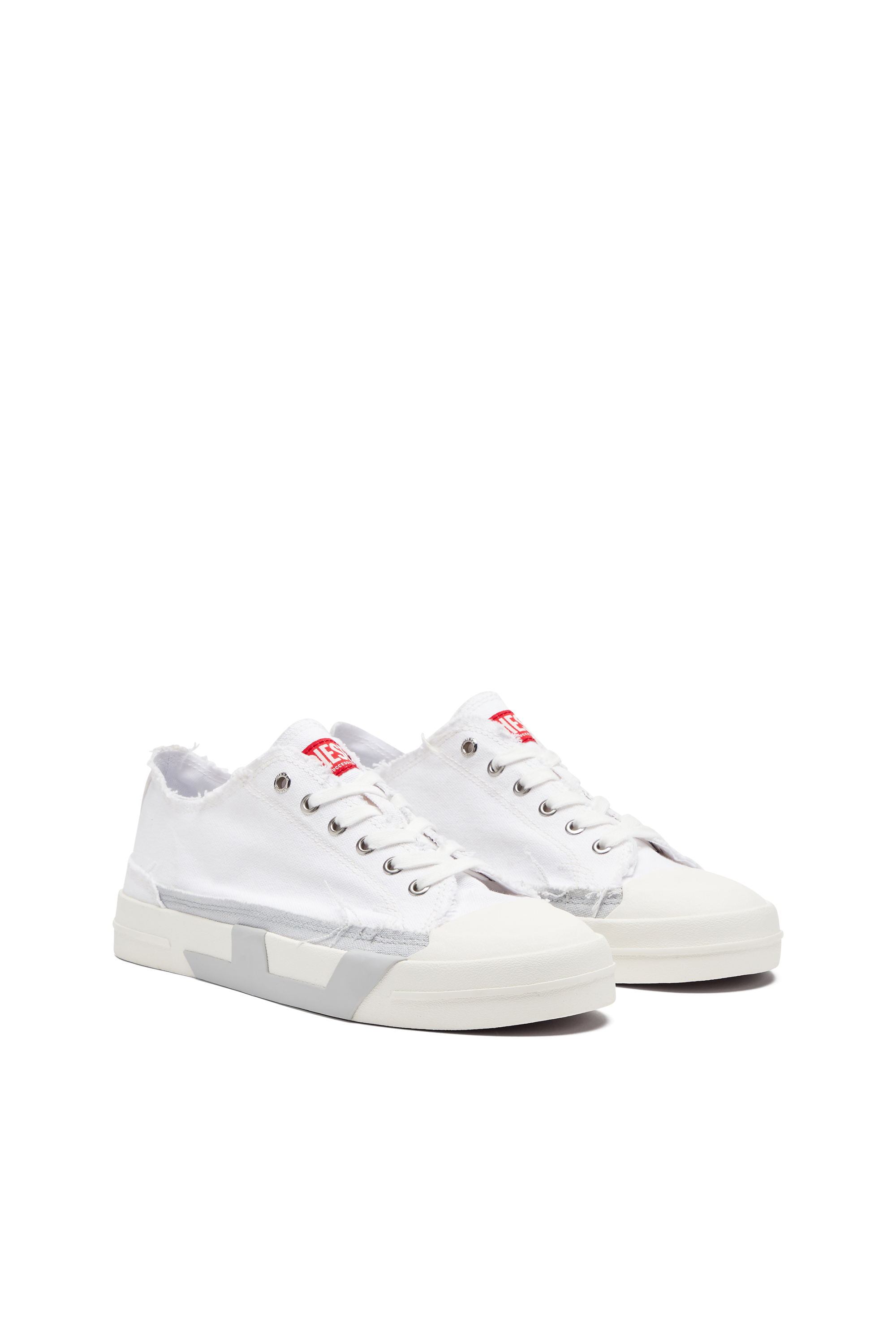 Diesel - S-D-VERSE LOW W, Woman's S-D-Verse-Sneakers in frayed canvas in White/Grey - 2