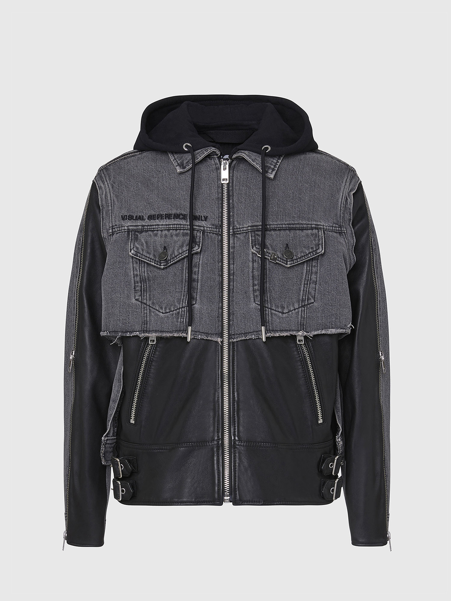 L-IVAN Man: Hooded jacket in leather and denim | Diesel