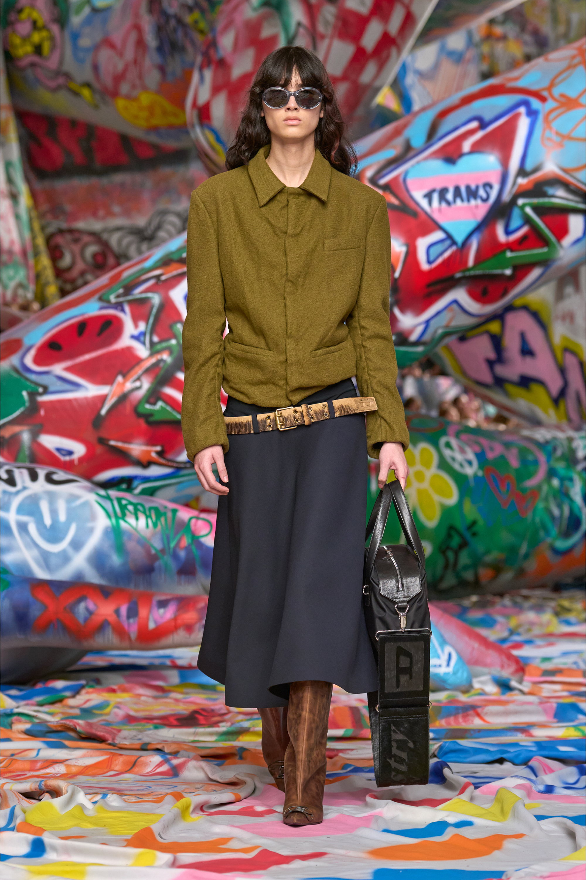 B-FLAG-D, Brown Diesel - B-FLAG-D, Unisex's 4cm belt in long-hair leather in Brown - 4