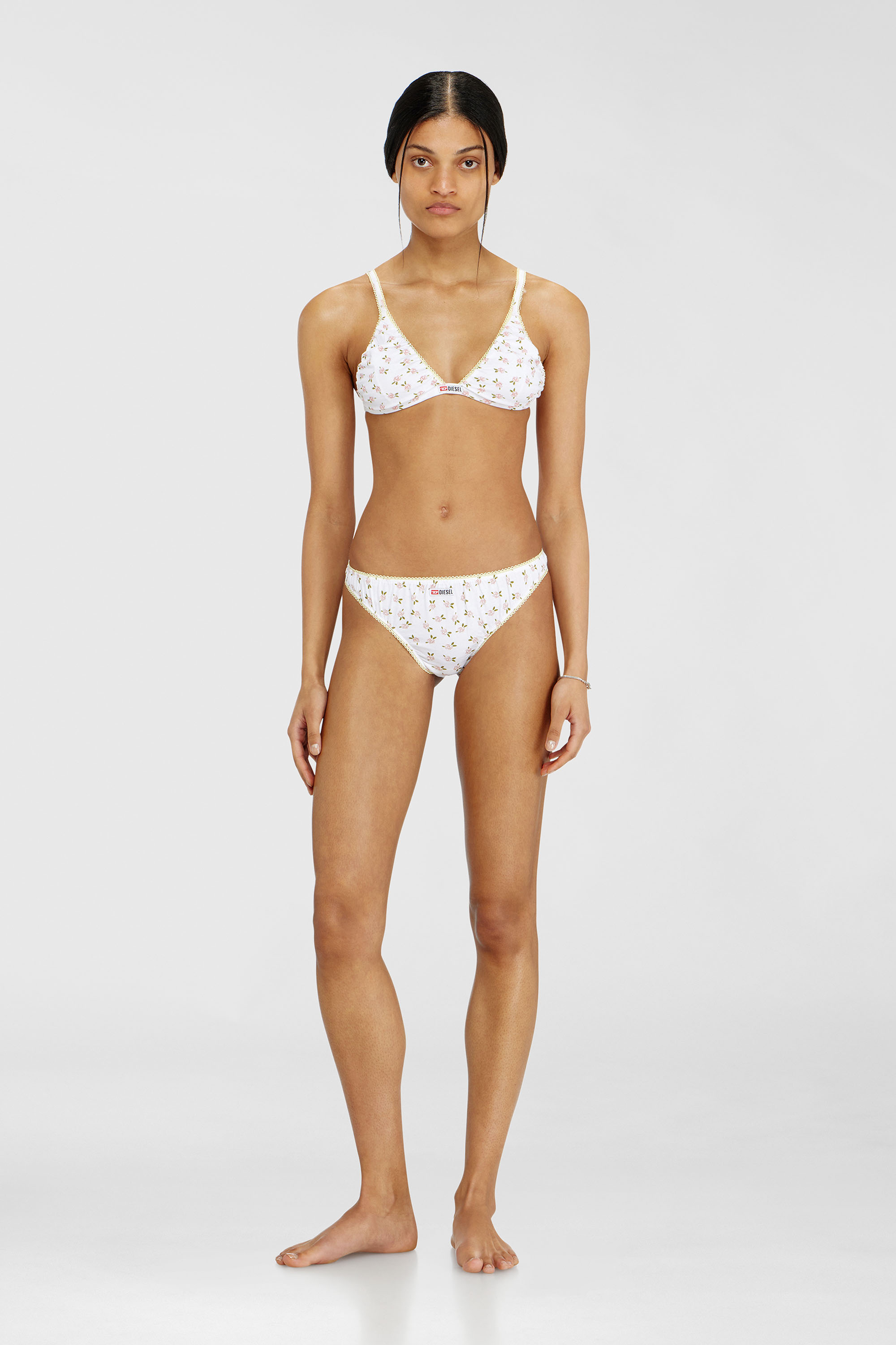 Diesel - JANA-D-CORE, Woman's Cotton triangle bra with all-over floral print in White - 1