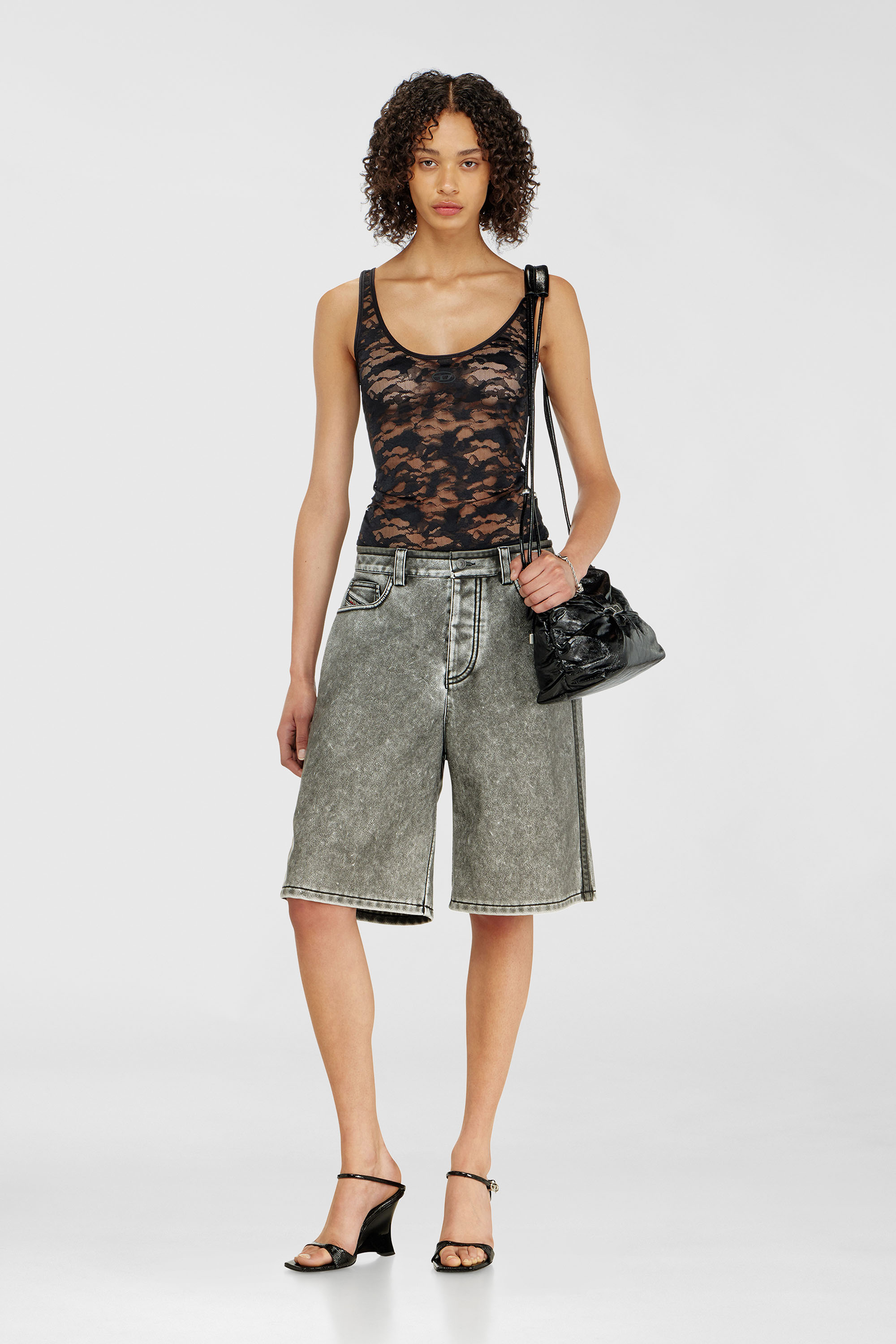 Diesel - LILY-UTLT, Woman's Tank top in nylon lace in Black - 6