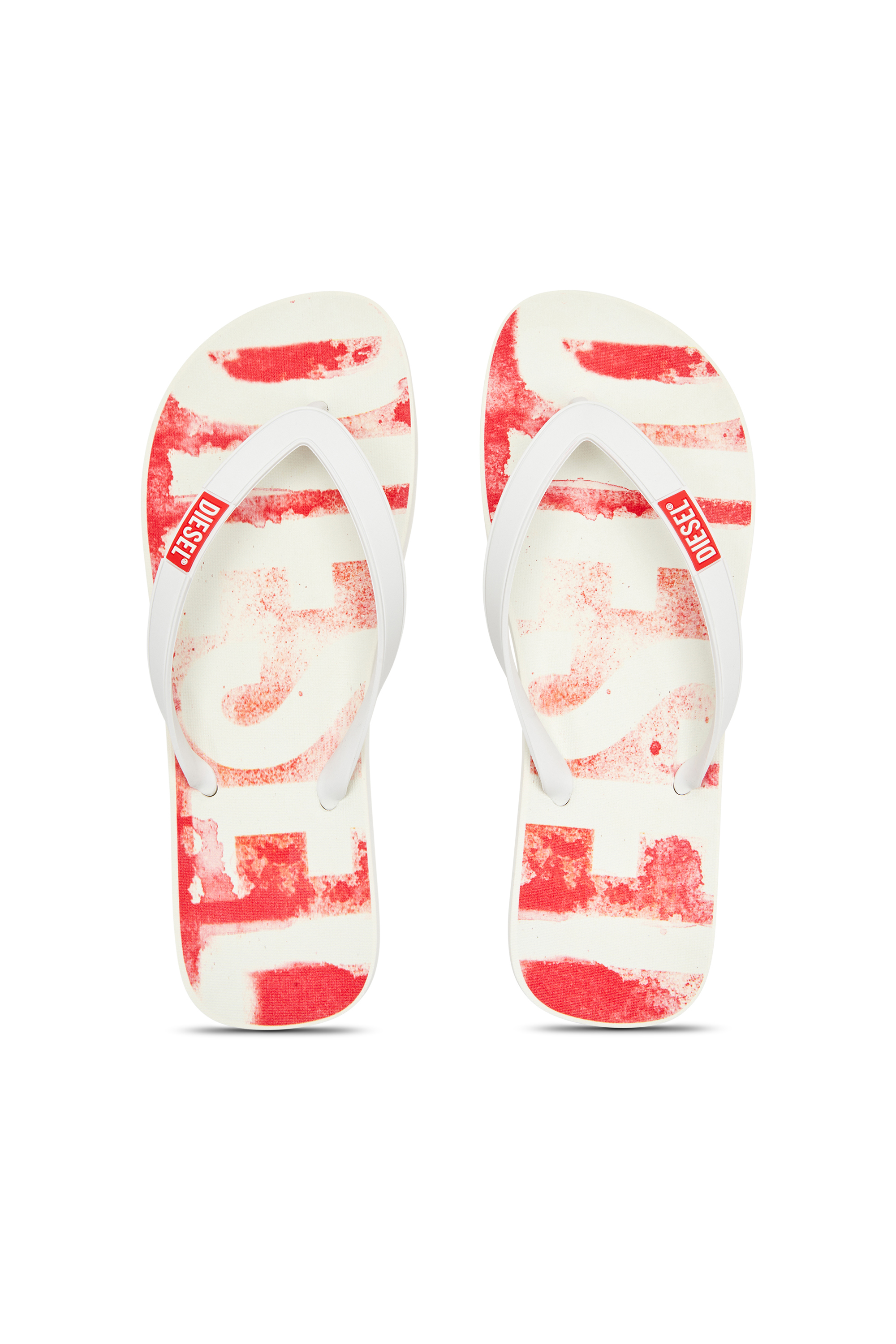 Diesel - SA-RIO, Man's Sa-Rio-Rubber flip-flops with graffiti logo in White/Red - 5