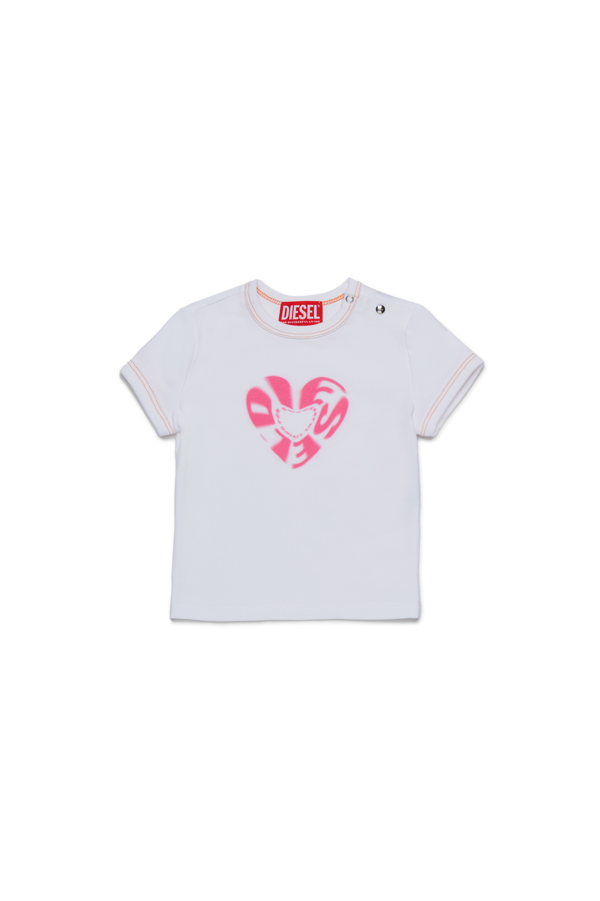 Diesel - TRILIB, Woman's Cotton T-shirt with heart print in White - 1