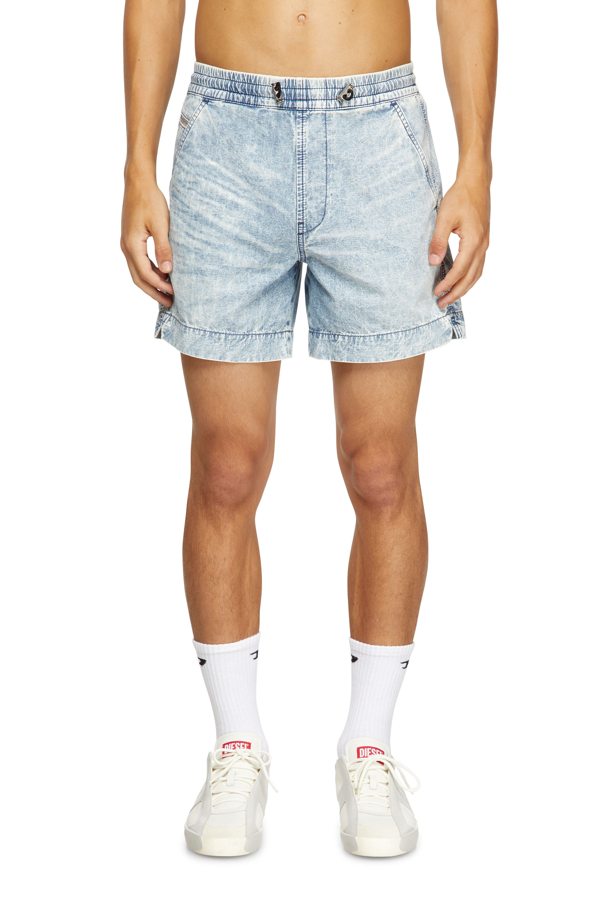 Diesel - D-TENNI-S, Unisex's Shorts in marbled denim in Light Blue - 1