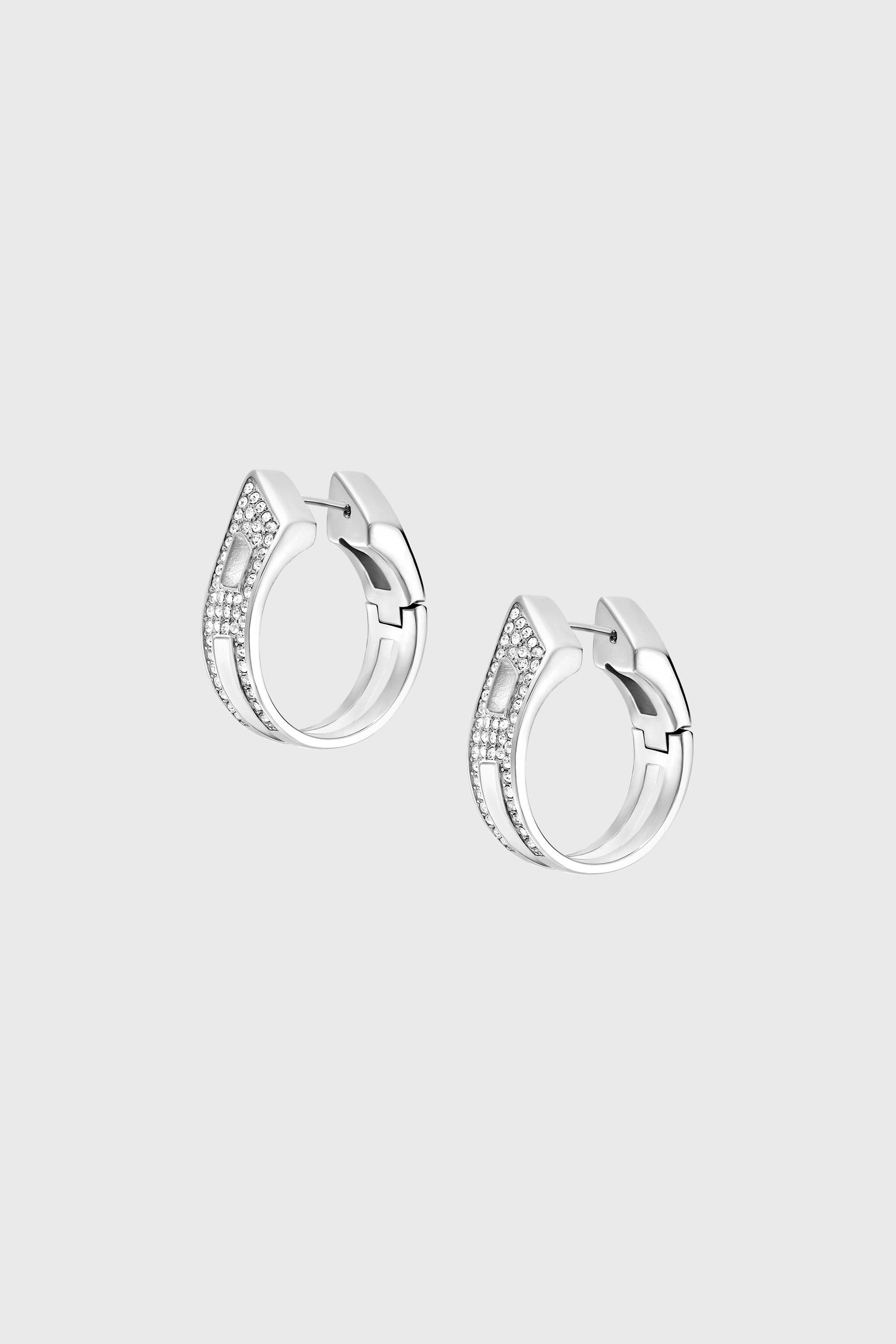 Stainless steel pave hoop earrings