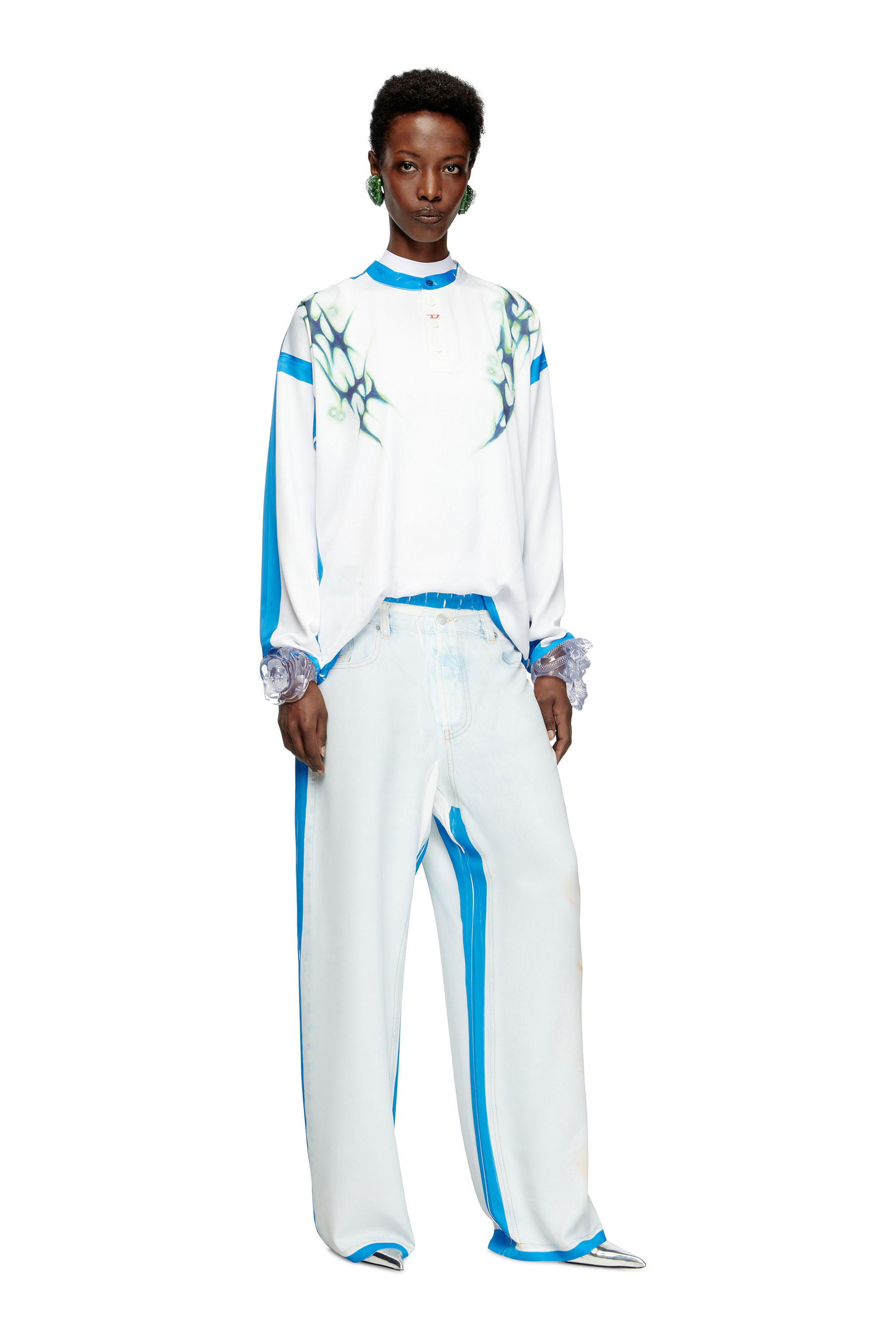 Diesel - T-OLAVI-A-SER-GRAFFITI-JAP, Unisex's Long-sleeve T-shirt with graffiti print in Blue/White - 6