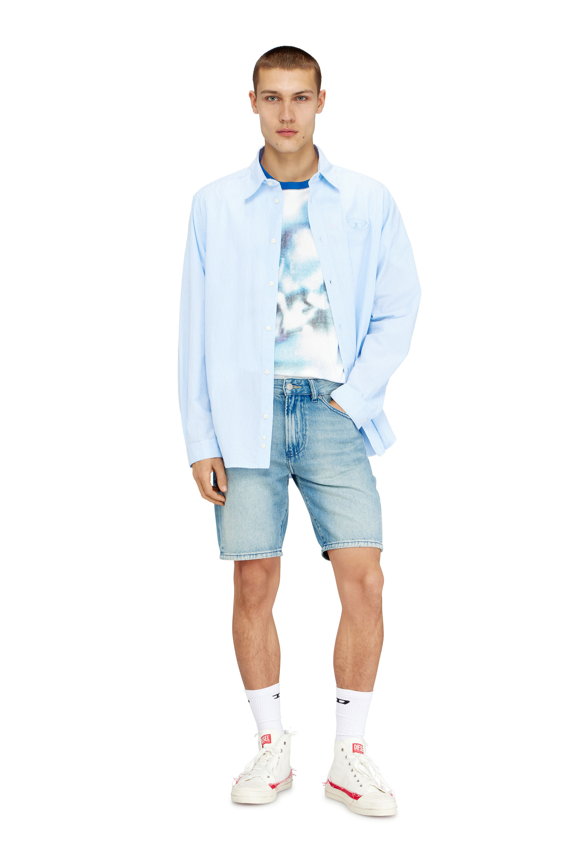 Diesel - D-FIN, Man's Slim denim shorts with organic cotton in Light Blue - 1