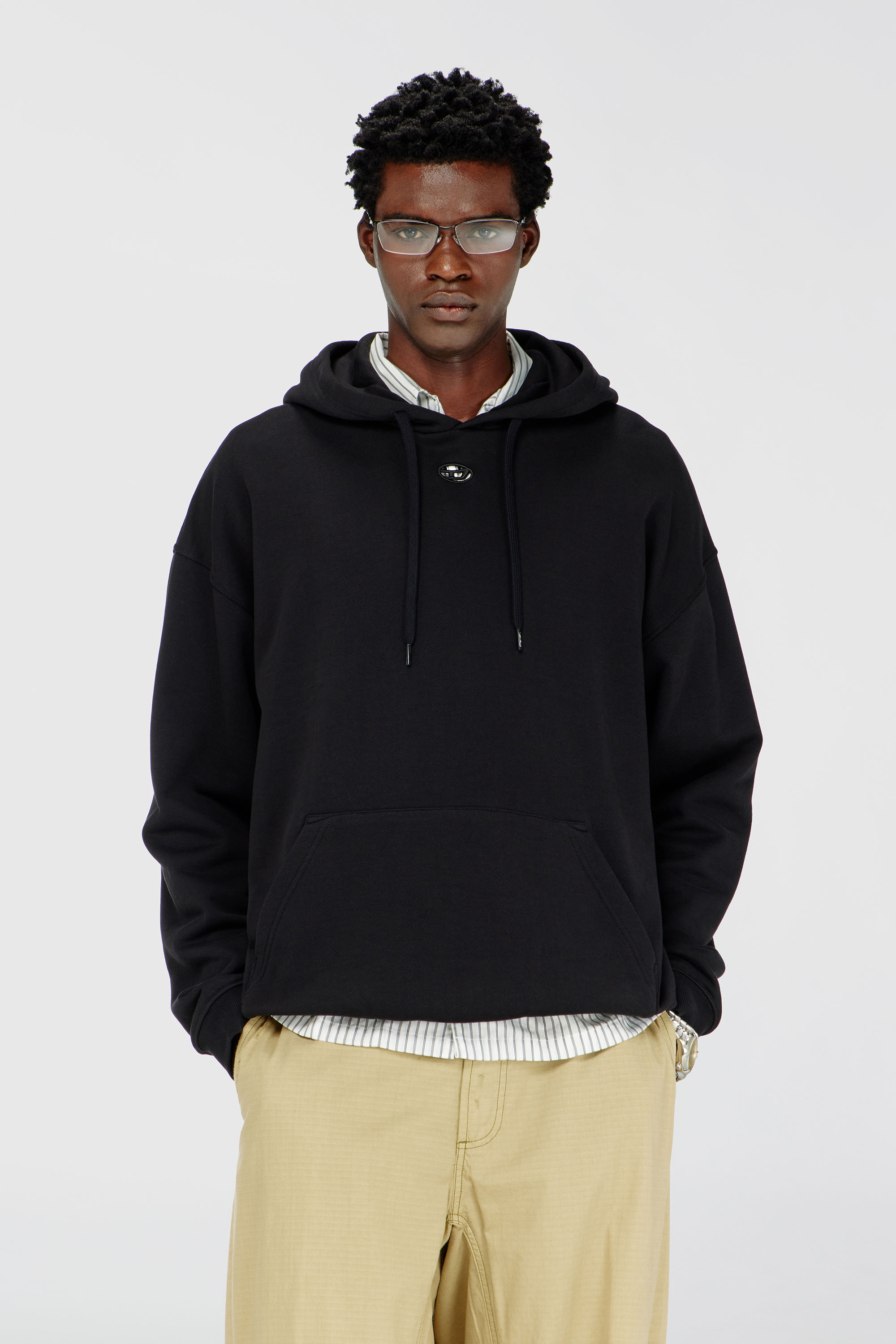 Diesel - S-BOXT-HOOD-DCO, Man's Relaxed fit hoodie with kangaroo pocket in Black - 1
