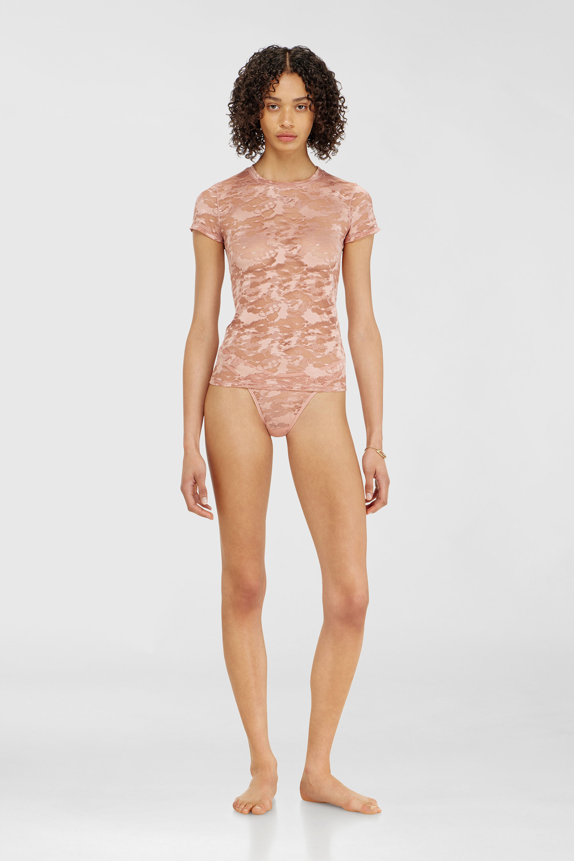Diesel - KASIA-UTLT, Woman's Camo lace T-shirt in Nude - 1