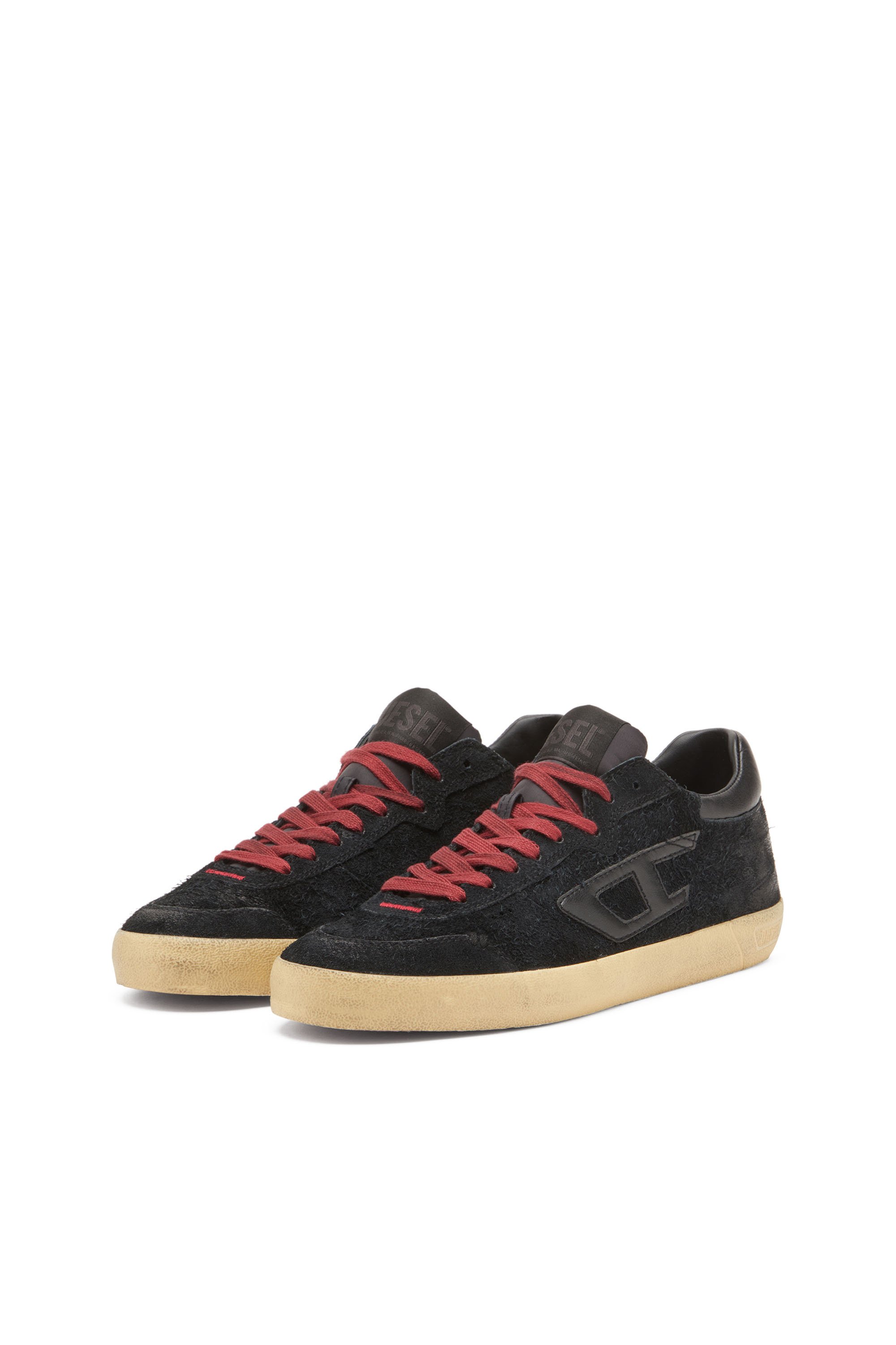 Diesel - S-LEROJI LOW, Man's S-Leroji-Distressed sneakers in hairy suede in Black - 9