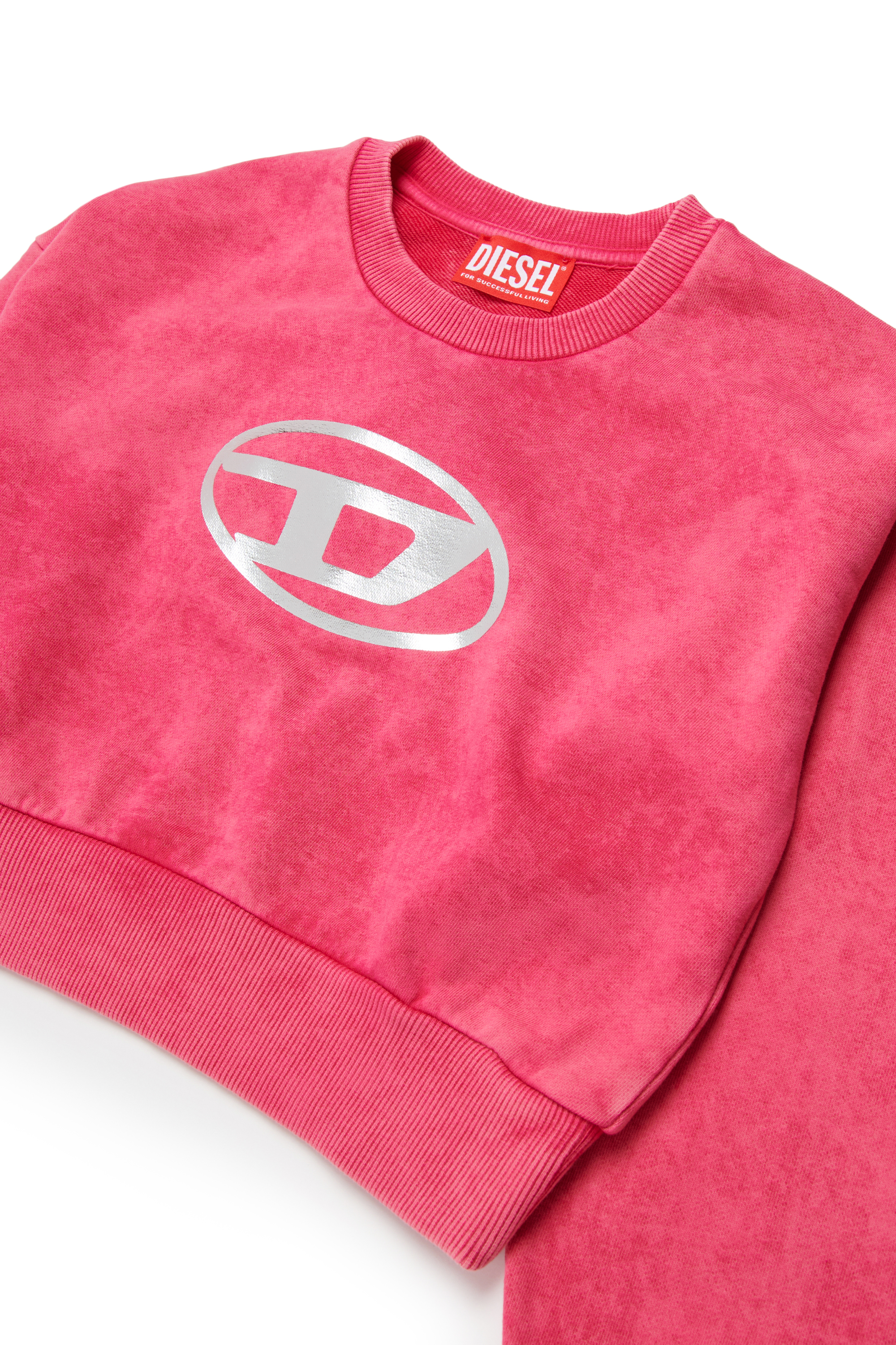 Diesel - SLEMPY, Woman's Marbled sweatshirt with metallic logo in Pink - 3