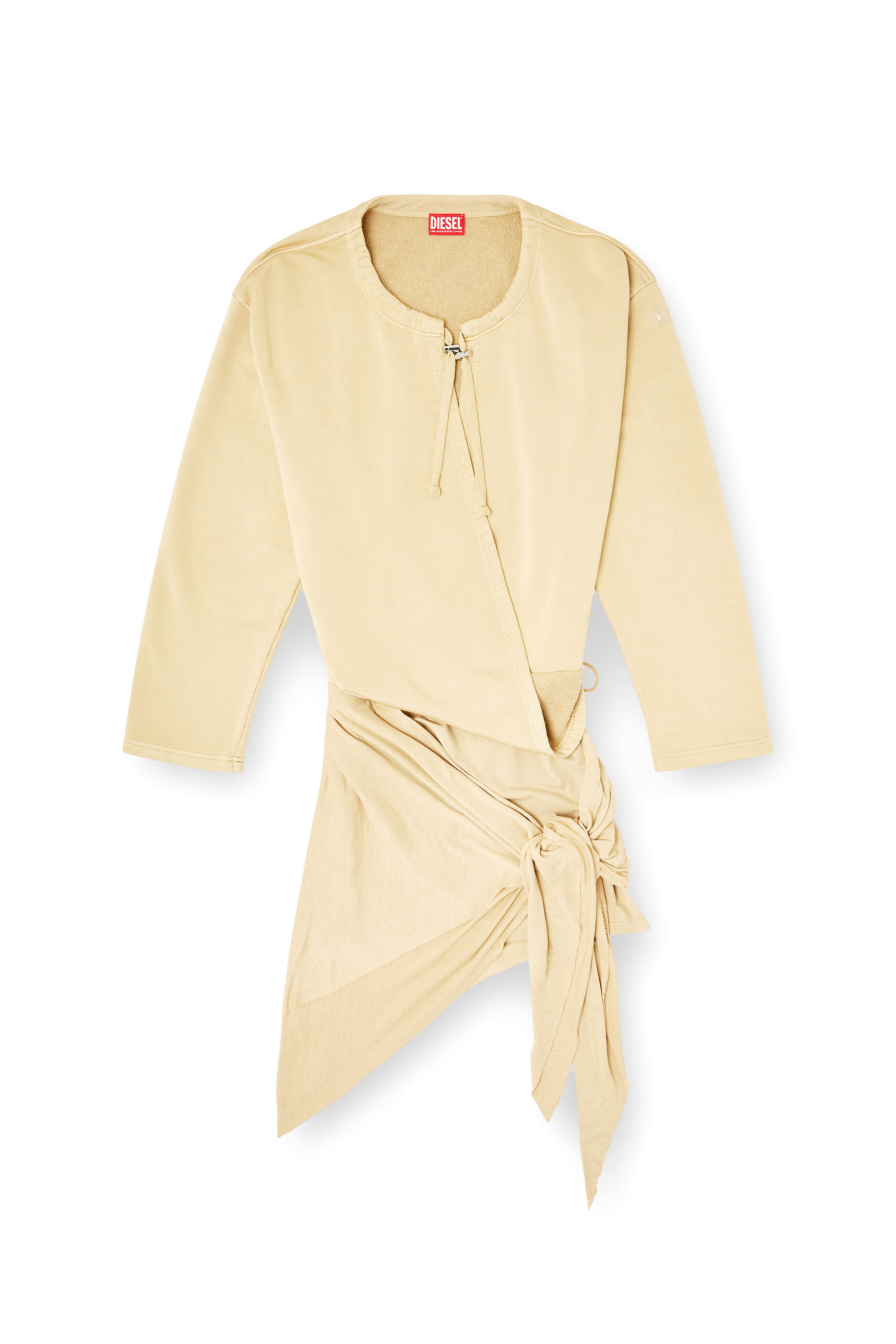 Diesel - D-CREED, Woman's Draped dress with ruched skirt in Light Brown - 3