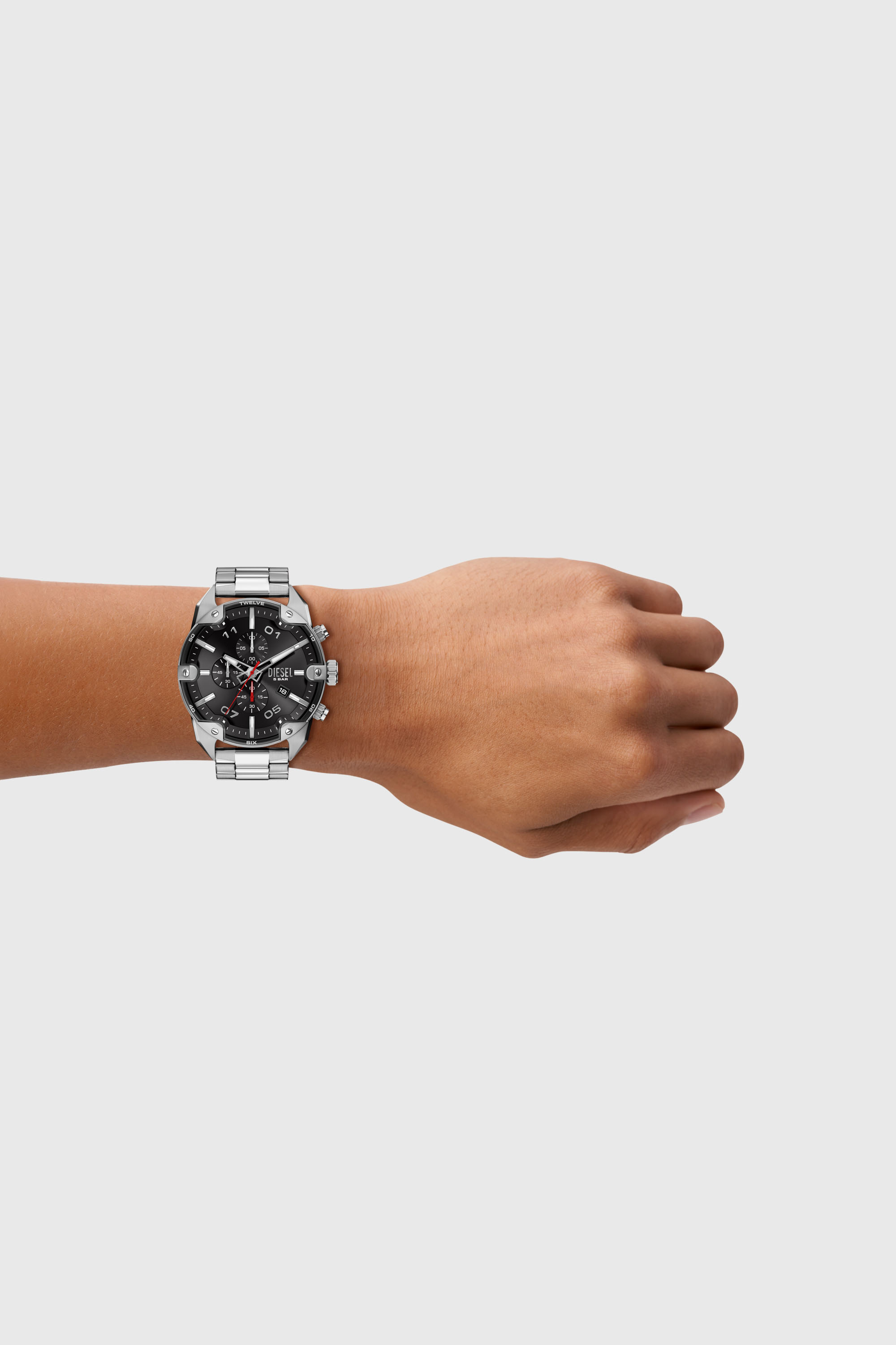 Diesel - DZ4709 WATCH, Man's Spiked Stainless Steel Watch in Silver - 5