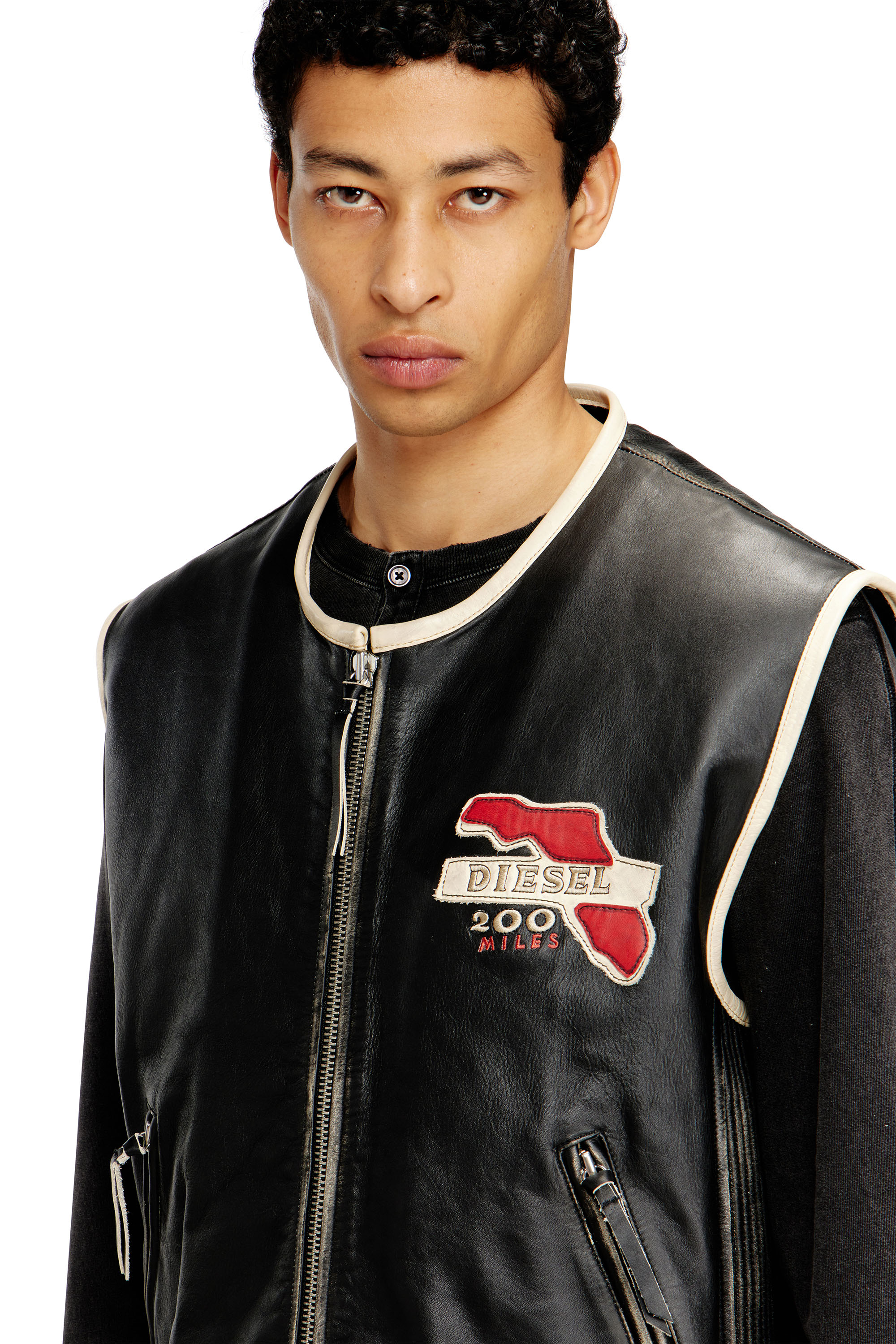 ディーゼル　diesel ライダース　1978 Men's Leather vest with embroidered patches | Black | Diesel