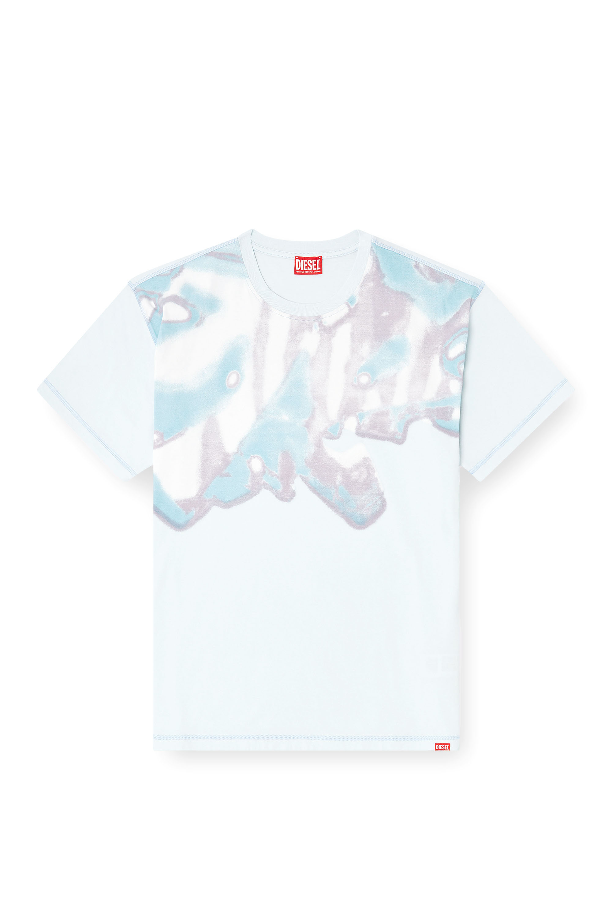 T-GASPARD-IHBJ, Light Blue Diesel - T-GASPARD-IHBJ, Man's T-shirt with faded graphic print in Light Blue - 2