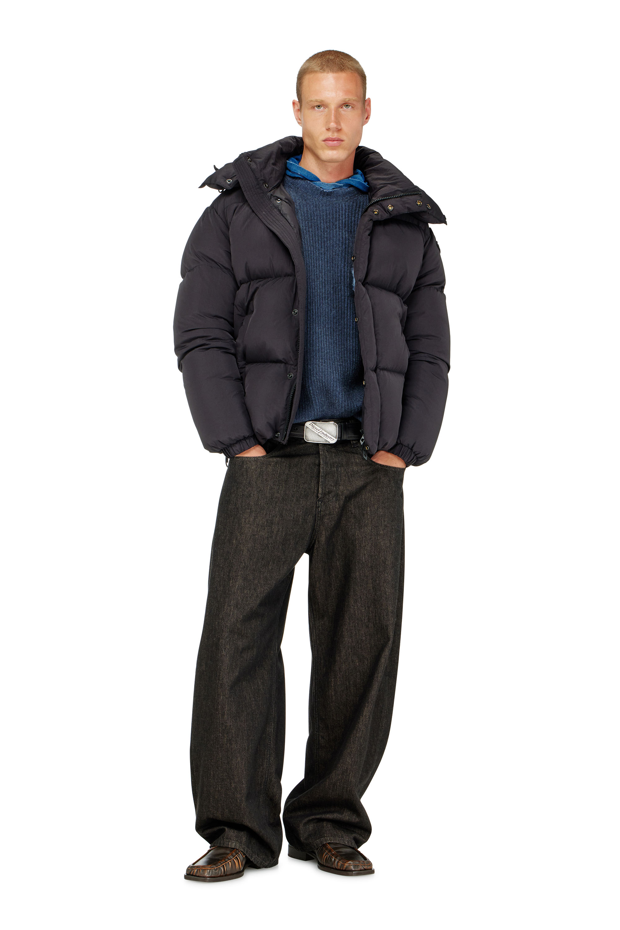 Diesel - W-ROLFYS-WRD, Man's Quilted down jacket in ViralOff&reg; Taslan in Dark grey - 1
