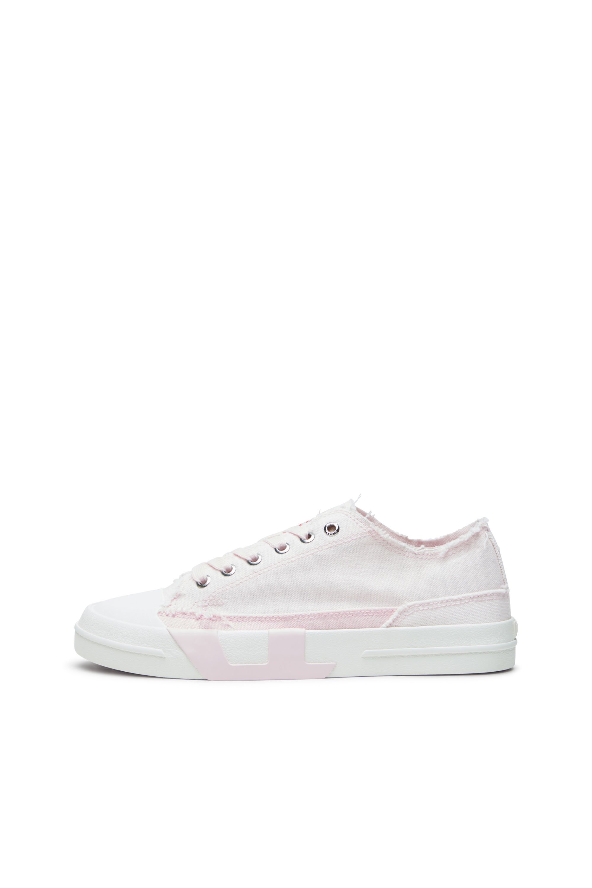 Diesel - S-D-VERSE LOW W, Woman's Sneakers in frayed canvas in Pink/White - 7