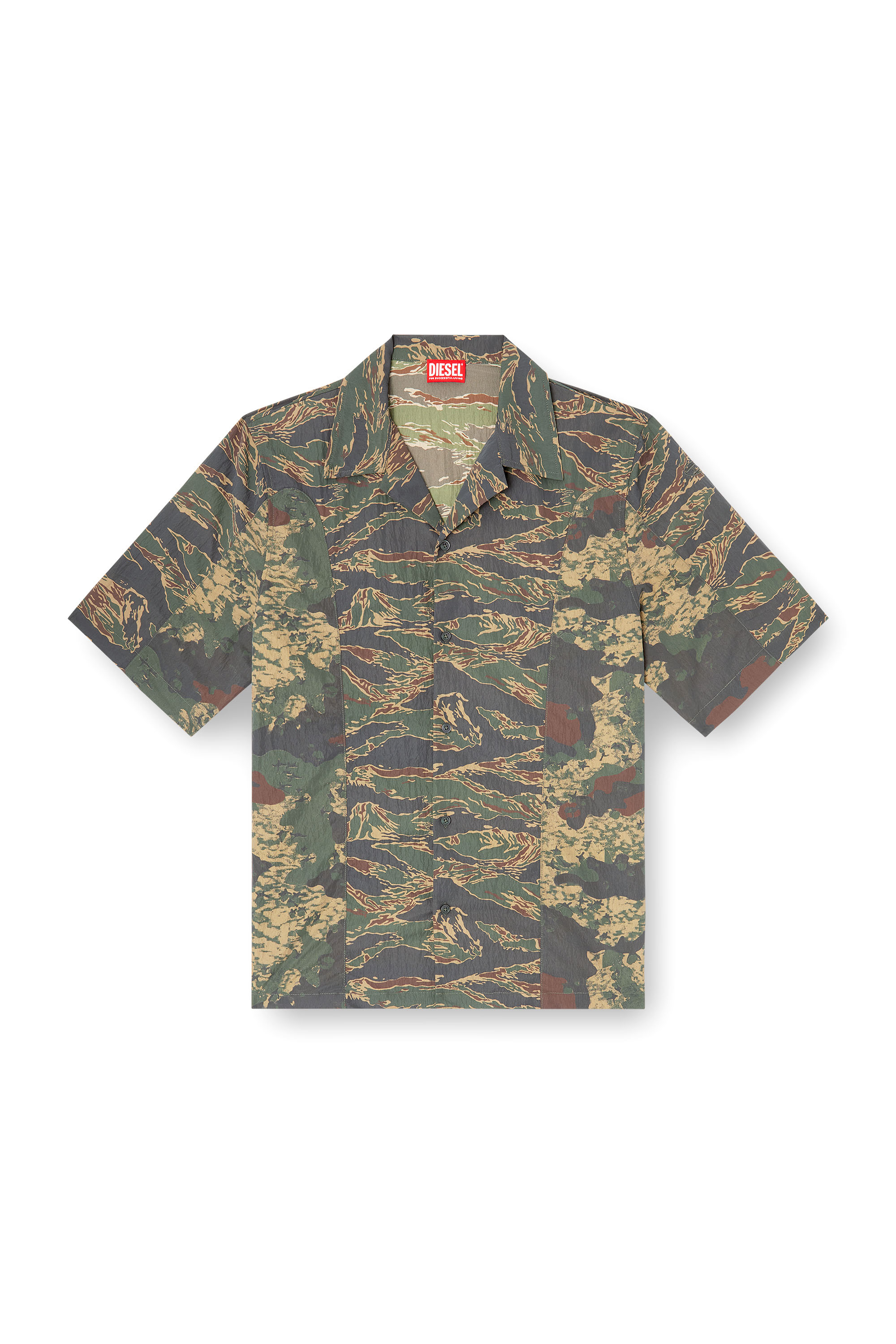 Diesel - S-BRACK-EPBW, Man's Shirt with mixed camo prints in Military Green - 2