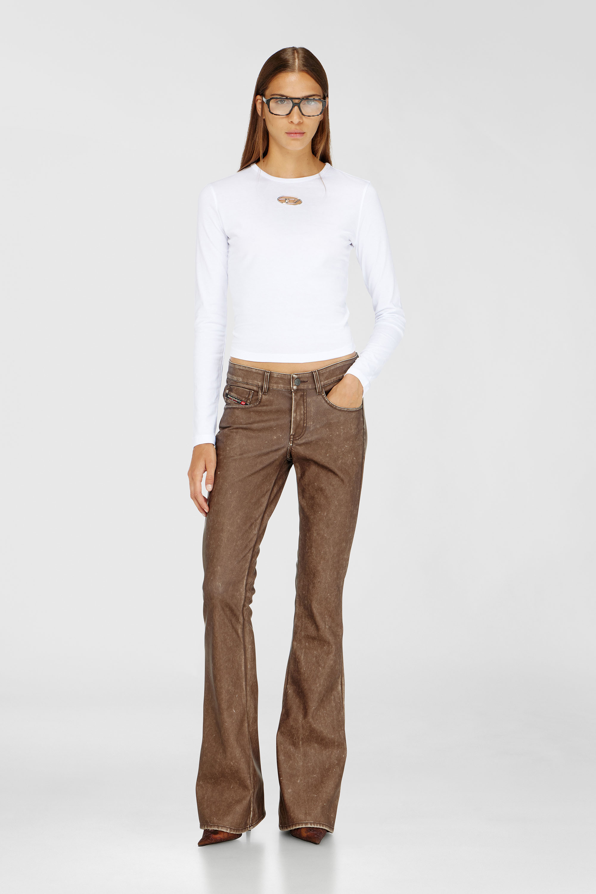 Diesel - T-UNCUTIE-LONG-LS-OD, Woman's Long-sleeve top with Oval D cut-out in White - 1