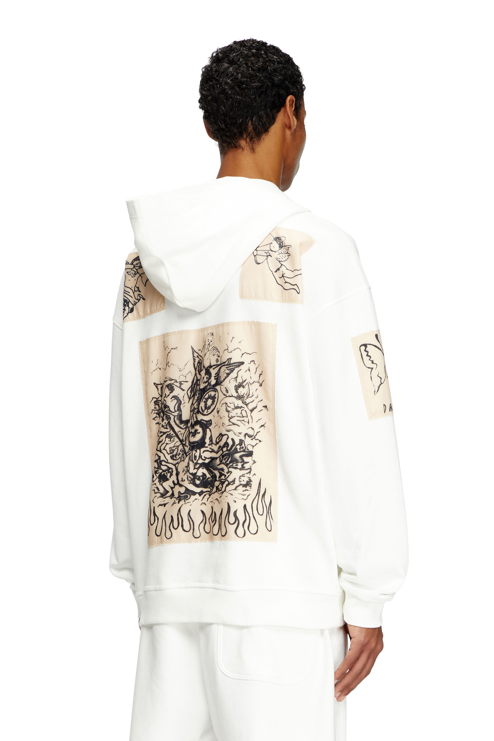 Diesel - S-BOXT-HOOD-DD, Unisex's Hoodie with tattoo patches in White - 4