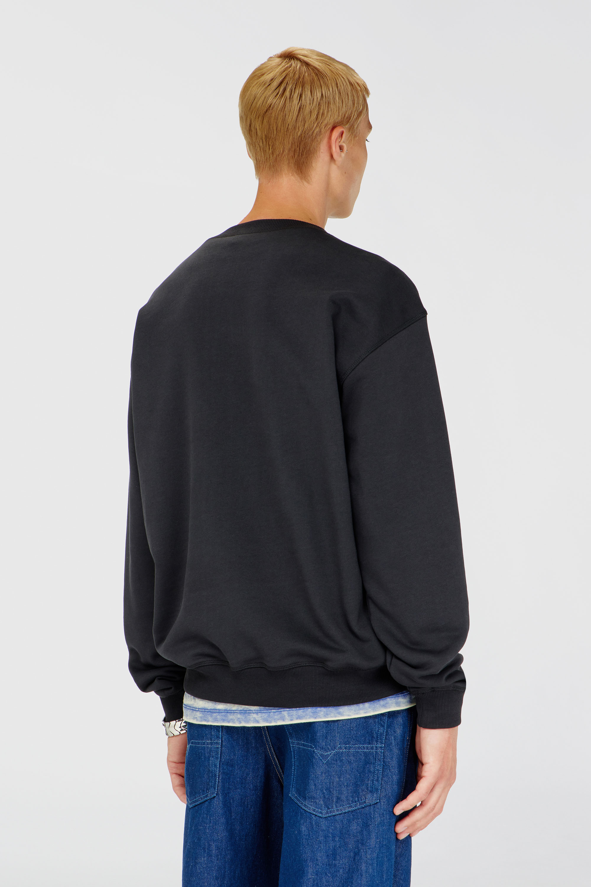 Diesel - S-NORM-IOD, Man's Regular sweatshirt with metallic Oval D in Black - 4