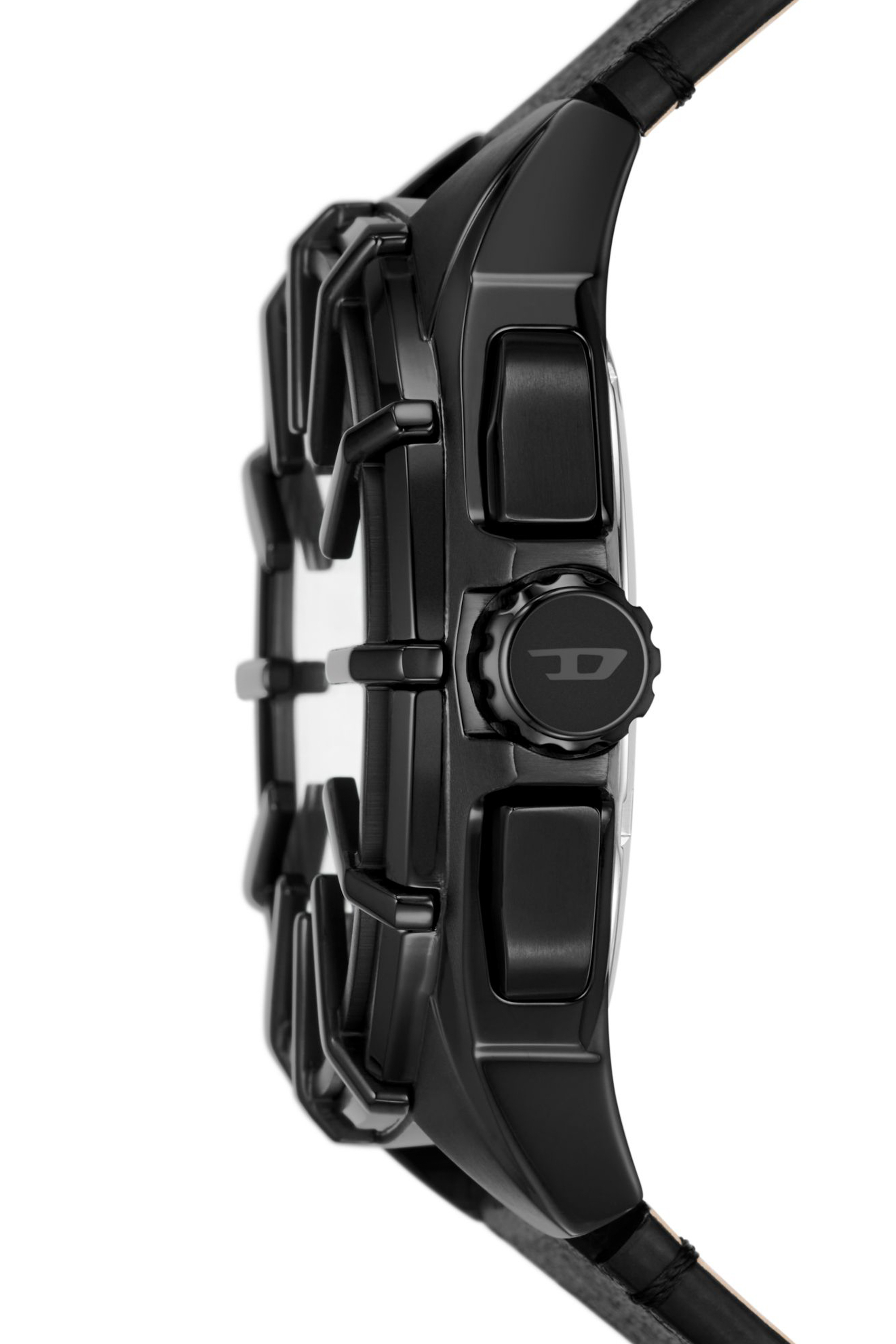 Diesel - DZ4658, Man Framed black leather watch in Black - Image 3
