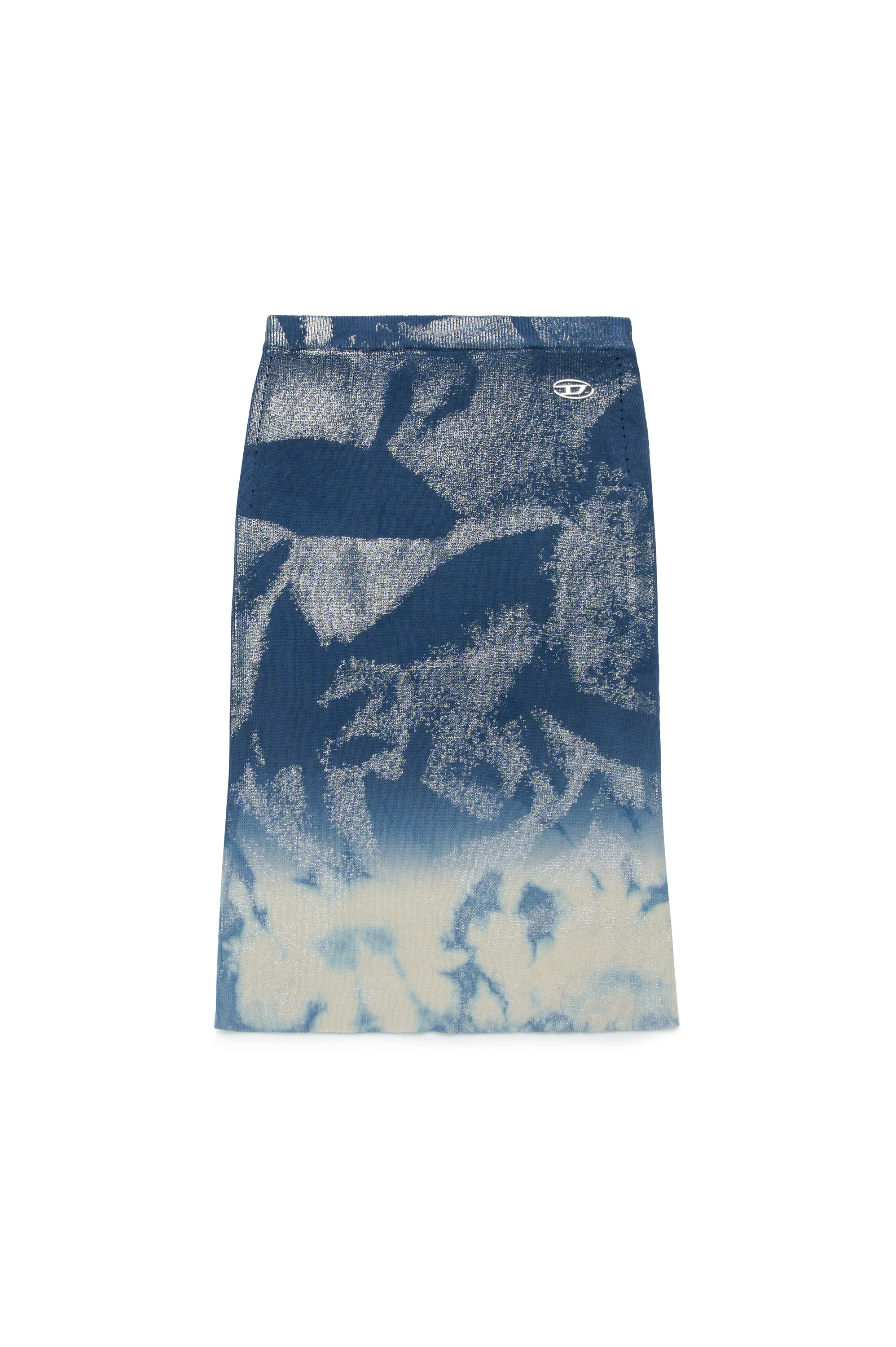 Diesel - GMILAN, Woman's Metallic dip-dyed knitted pencil skirt in Silver/Blue - 1