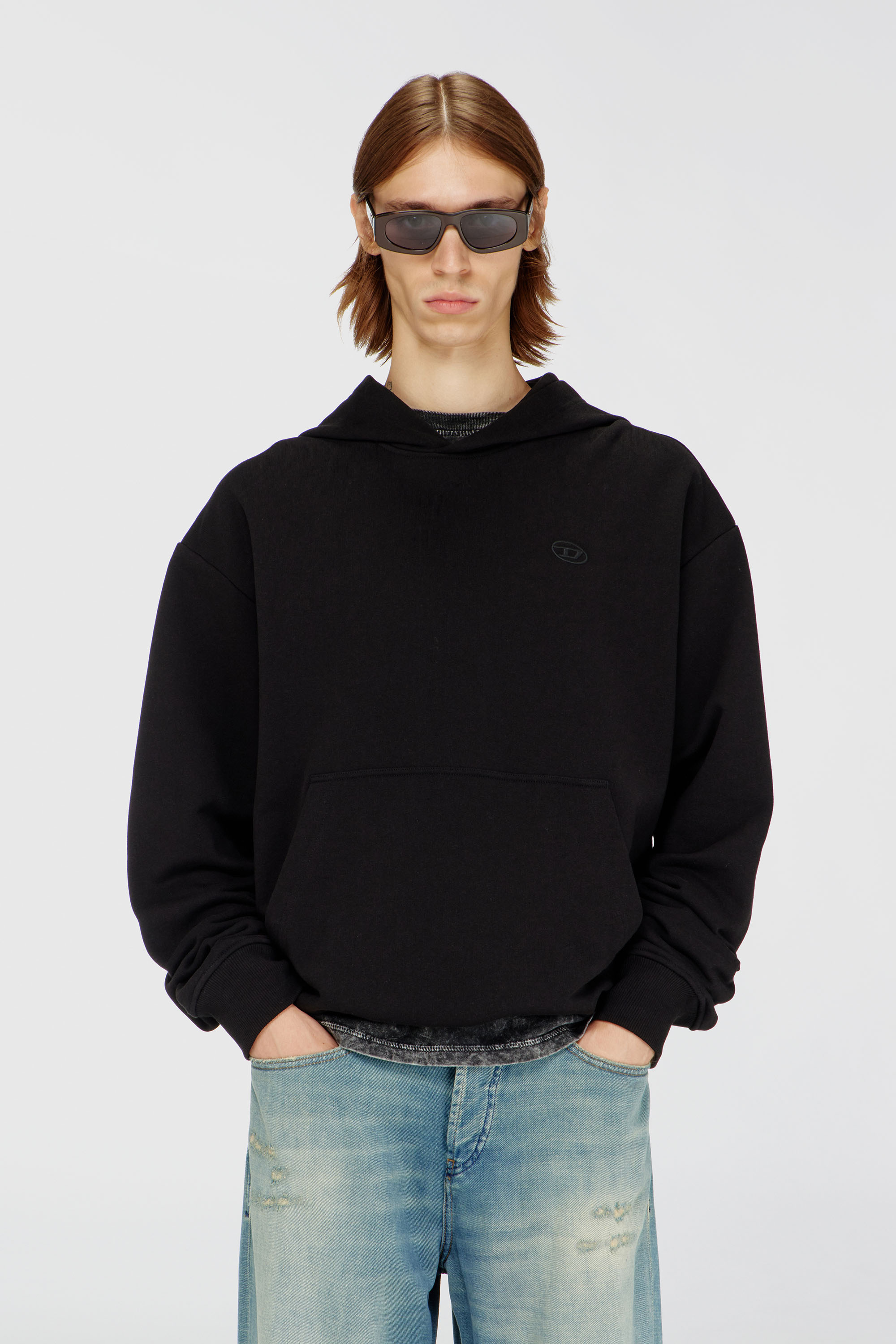 Diesel - S-MACS-HOOD-MEGOVAL-D, Man's Hoodie with logo embroidery in Black - 1