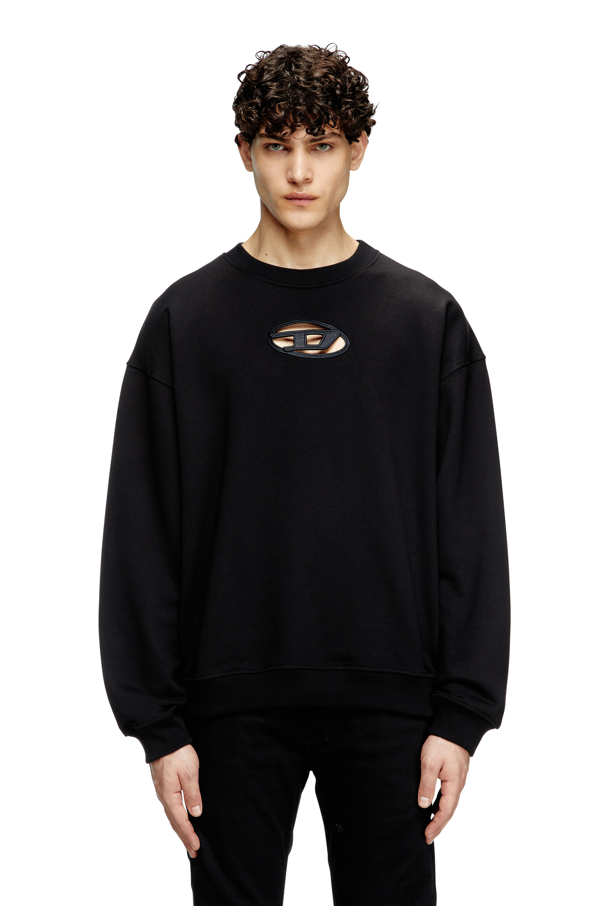 Diesel - S-BOXT-OD, Man's Sweatshirt with cut-out Oval D logo in Black - 3